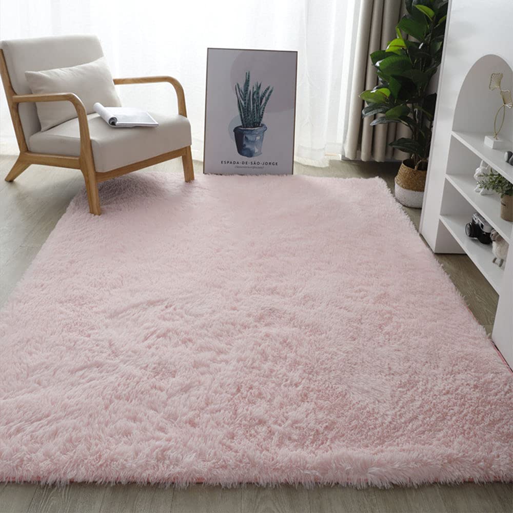 Super Soft Shaggy Fluffy Area Rug - Modern Large Indoor Carpet for Living Room, Bedroom & Nursery - Plush Home Decor in Pink, 120x160cm - Perfect for Cozy Comfort & Stylish Home Decor