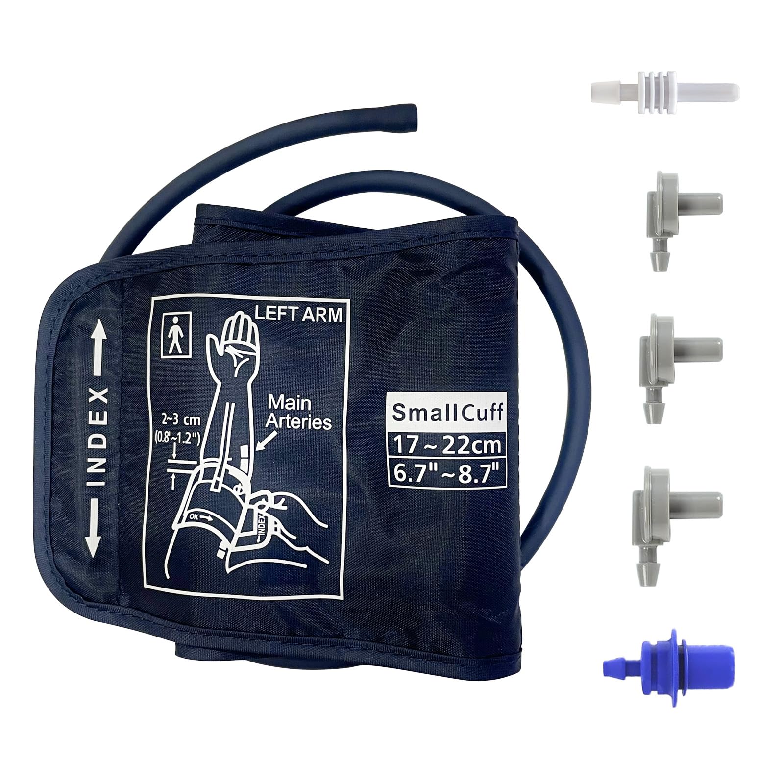 Small Child Blood Pressure Cuff 6.7-8.7 inch (17-22cm) - Pediatric BP Cuff for Kids & Women with 5 Universal Connectors | Compatible with Most Blood Pressure Monitors | Perfect for Home Use, Clinics & Pediatric Checkups