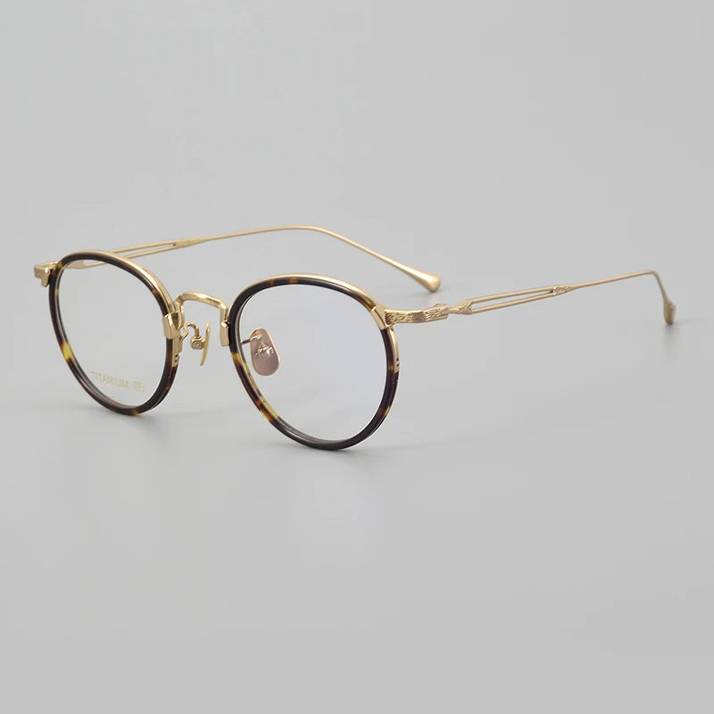 Unisex Black Full Rim Oval Titanium Acetate Eyeglasses E046 - Lightweight & Durable for Work, Reading & Fashion