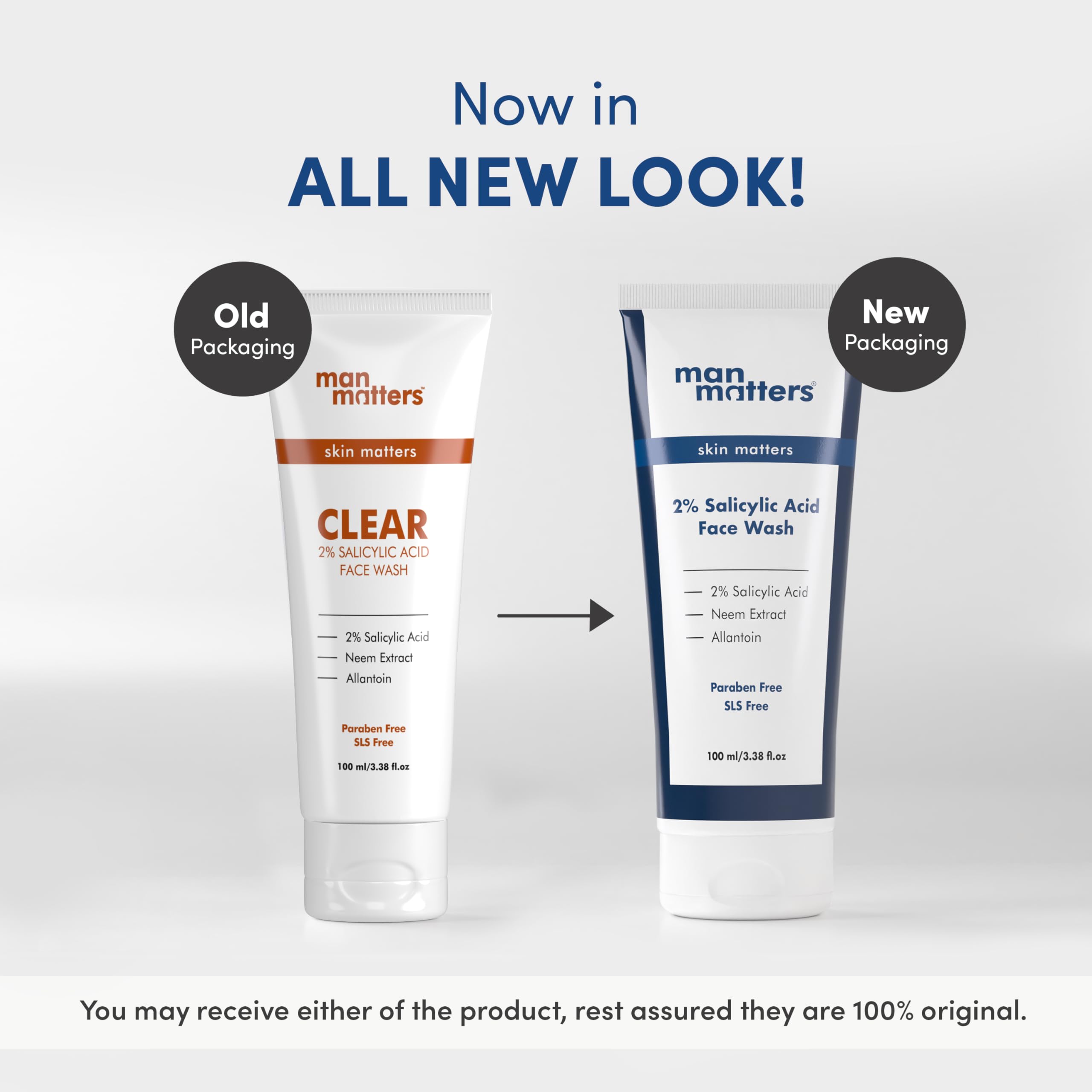Man Matters Clear 2% Salicylic Acid Face Wash for Men - Acne Treatment, Dark Spot Remover & Oil Control | With Salicylic Acid, Neem Extract & Menthol | 100ml | Daily Skincare for Oily & Acne-Prone Skin