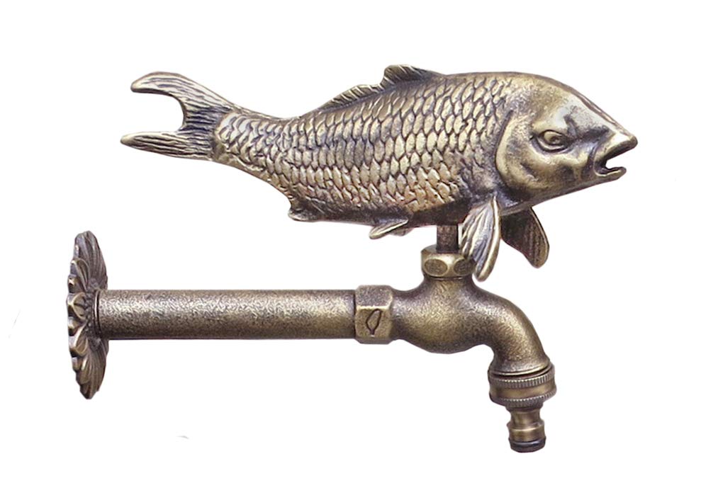 Brass Decorative Fish Garden Outdoor Faucet with Brass Connector - Perfect for Patio, Lawn, and Backyard Watering