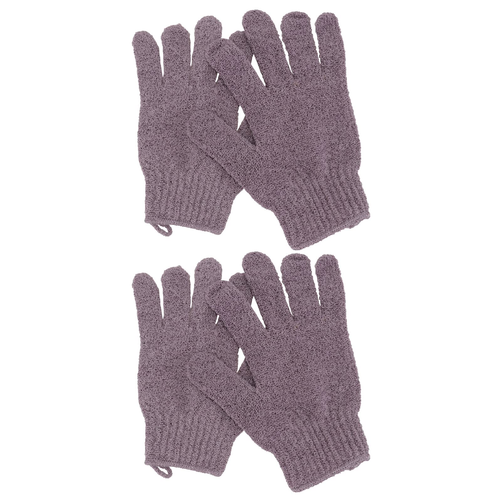 Lurrose 2-Pair Exfoliating Bath Gloves for Deep Cleansing & Smooth Skin - Soft Body Scrub Mittens for Shower & Spa (Purple) - Perfect for Dry Brushing & Dead Skin Removal
