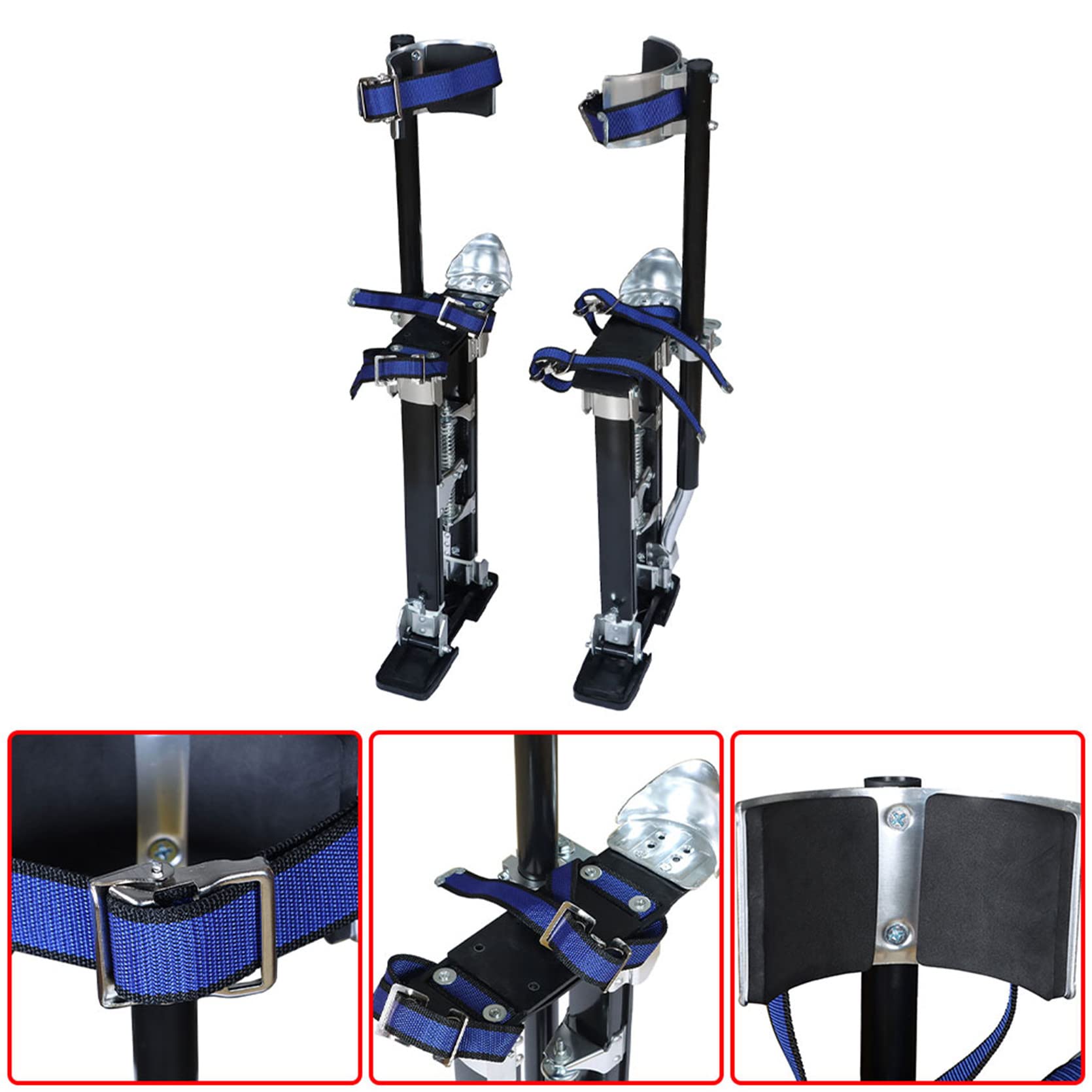 Adjustable Drywall Stilts 18-30 Inches - Professional Sheetrock Painting & Cleaning Stilts for Construction Workers (Black) - Perfect for Ceiling Work, Wall Repair, and Home Renovation Projects
