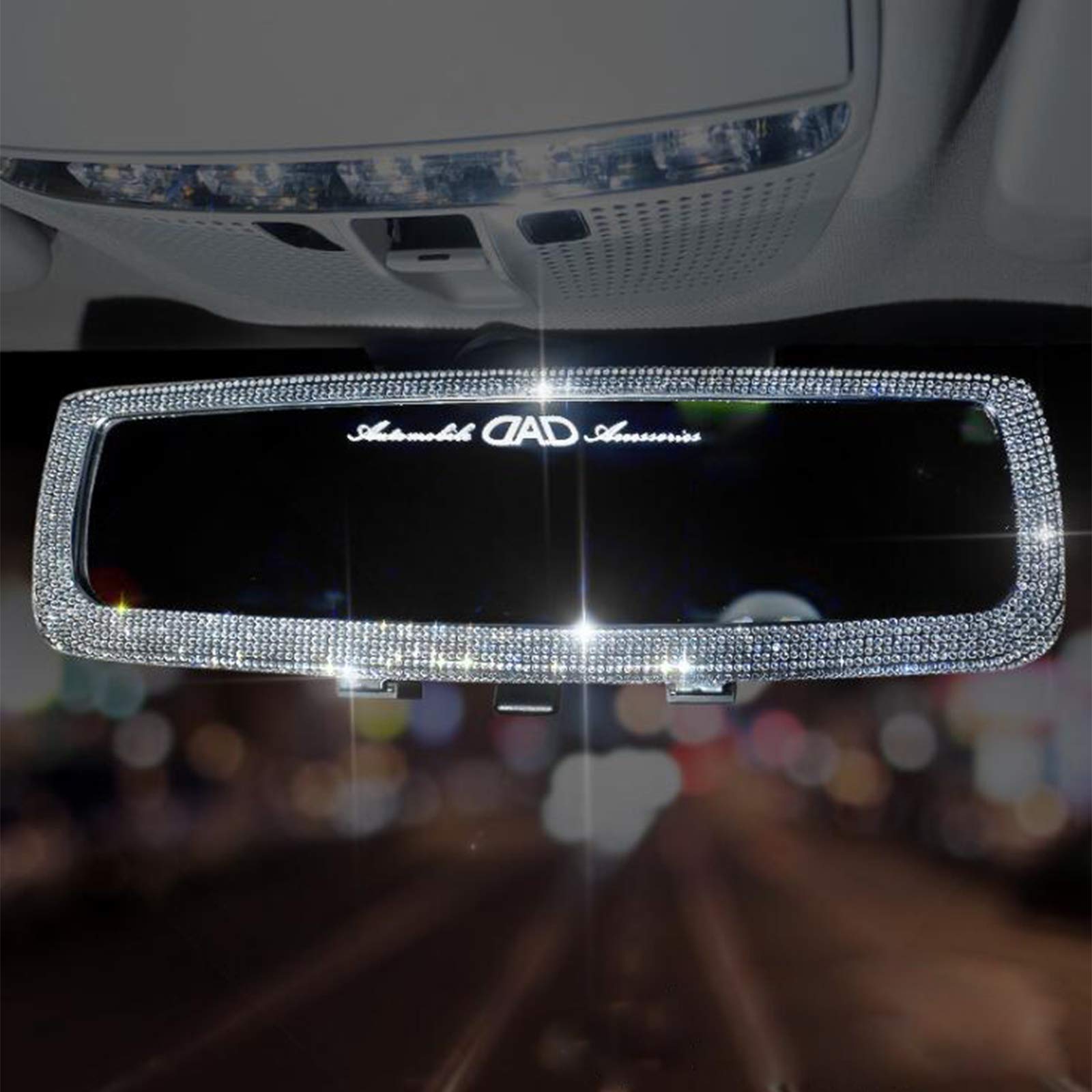HYL World Bling Rhinestone Car Rear View Mirror Covers - Crystal Diamond Decor for Women & Girls - White Auto Interior Accessories - Perfect for Customizing Sedans, SUVs & Luxury Vehicles