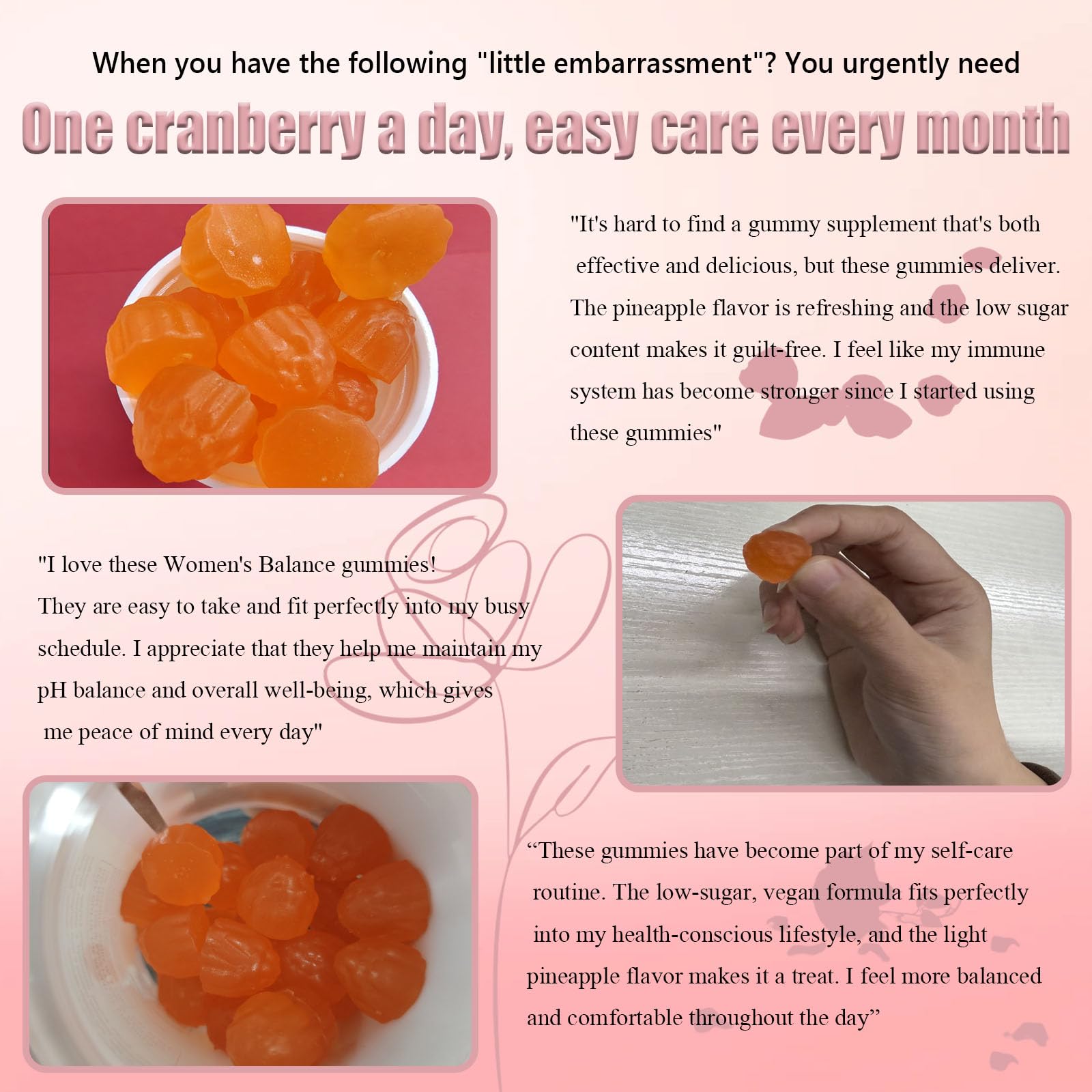 Organic Feminine Balance Gummies for Women - Pineapple Flavor, Vegetarian & Gluten-Free Supplement (60 Count) | Supports Vaginal Health & Wellness - Perfect for Daily Self-Care Routine