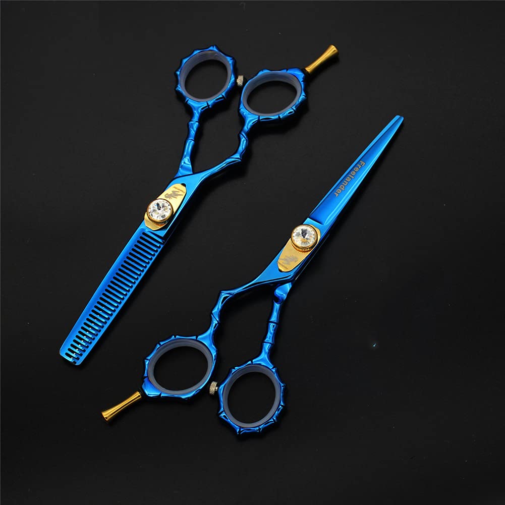 Professional Hairdressing Scissors Set - 5.5 Inch Japanese 440C Steel V-Teeth Bamboo Handle Barber Shears for Men, Women & Kids | Perfect for Home, Salon & Senior Stylists | Hair Cutting, Styling & Thinning Scissors for Precision Haircuts