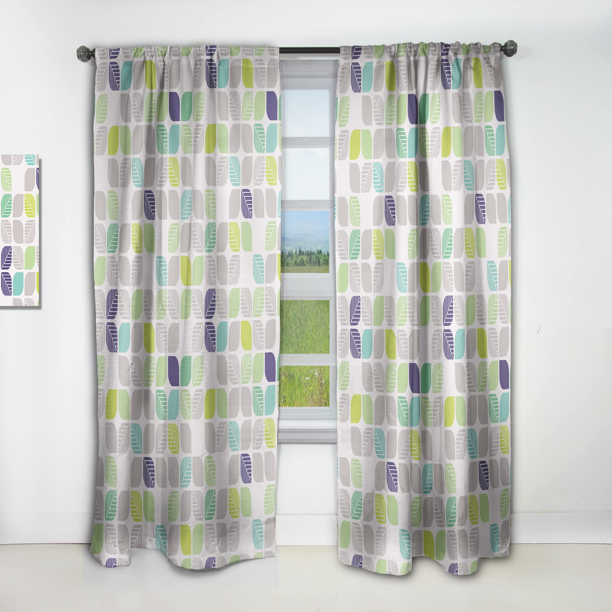 DesignQ Geometric Leaf Pattern Thermal Insulated Curtains - Single Panel 52x108 - Blackout Drapes for Bedroom & Living Room - Perfect for Home Decor & Light Control
