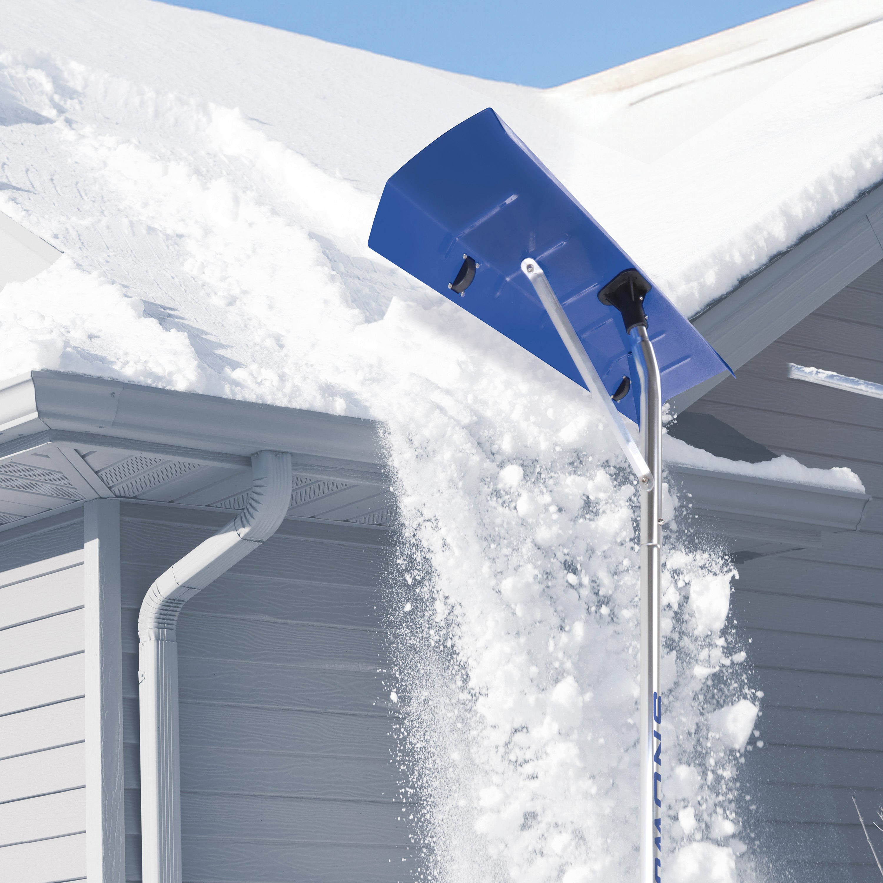 Snow Joe RJ207M 20-Foot Extendable Aluminum Snow Roof Rake - Lightweight & Scratch-Free Design for Safe Snow Removal from Roofs, Gutters & Decks