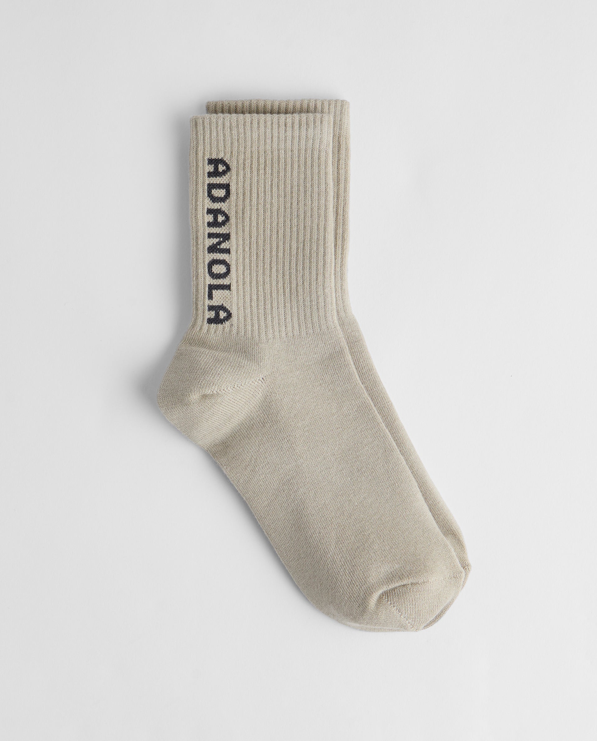 2 Pack Adanola Socks - White/Charcoal & Taupe/Charcoal | Comfortable Cotton Blend Athletic Socks for Running, Gym & Everyday Wear