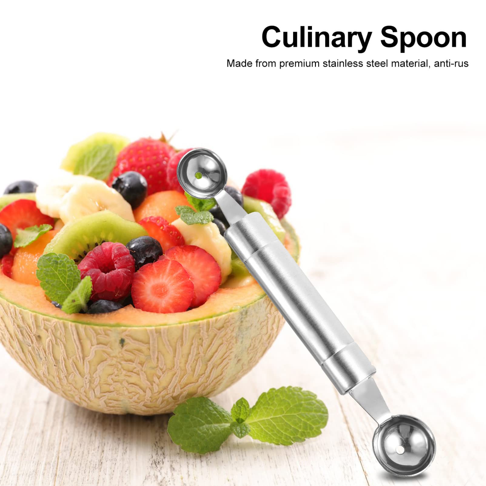 2-Pack Stainless Steel Fruit Scoop & Cutter Set - Professional Fruit Carving Tools for Melon, Apple, Kiwi - Perfect for Kitchen, Fruit Platters, and Party Decorations