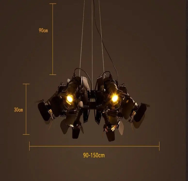 Lustra Black Industrial Chandelier - Modern Farmhouse Ceiling Light Fixture for Dining Room, Living Room & Bedroom | Rustic Vintage Edison Bulb Pendant Lighting