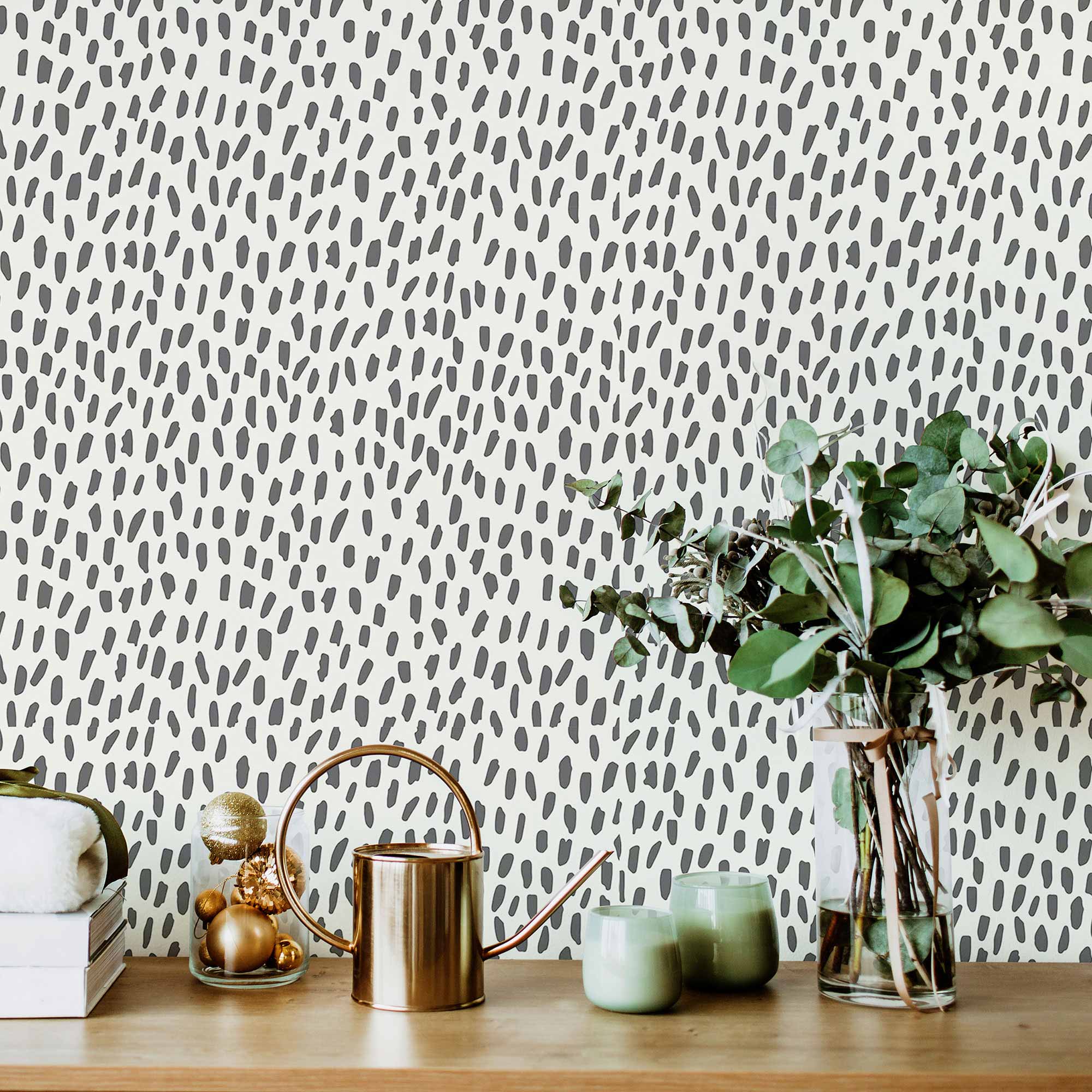Black and White Animal Print Peel and Stick Removable Wallpaper - Self-Adhesive Decorative Wall Covering for Nursery, Bedroom, Living Room, Office Decor