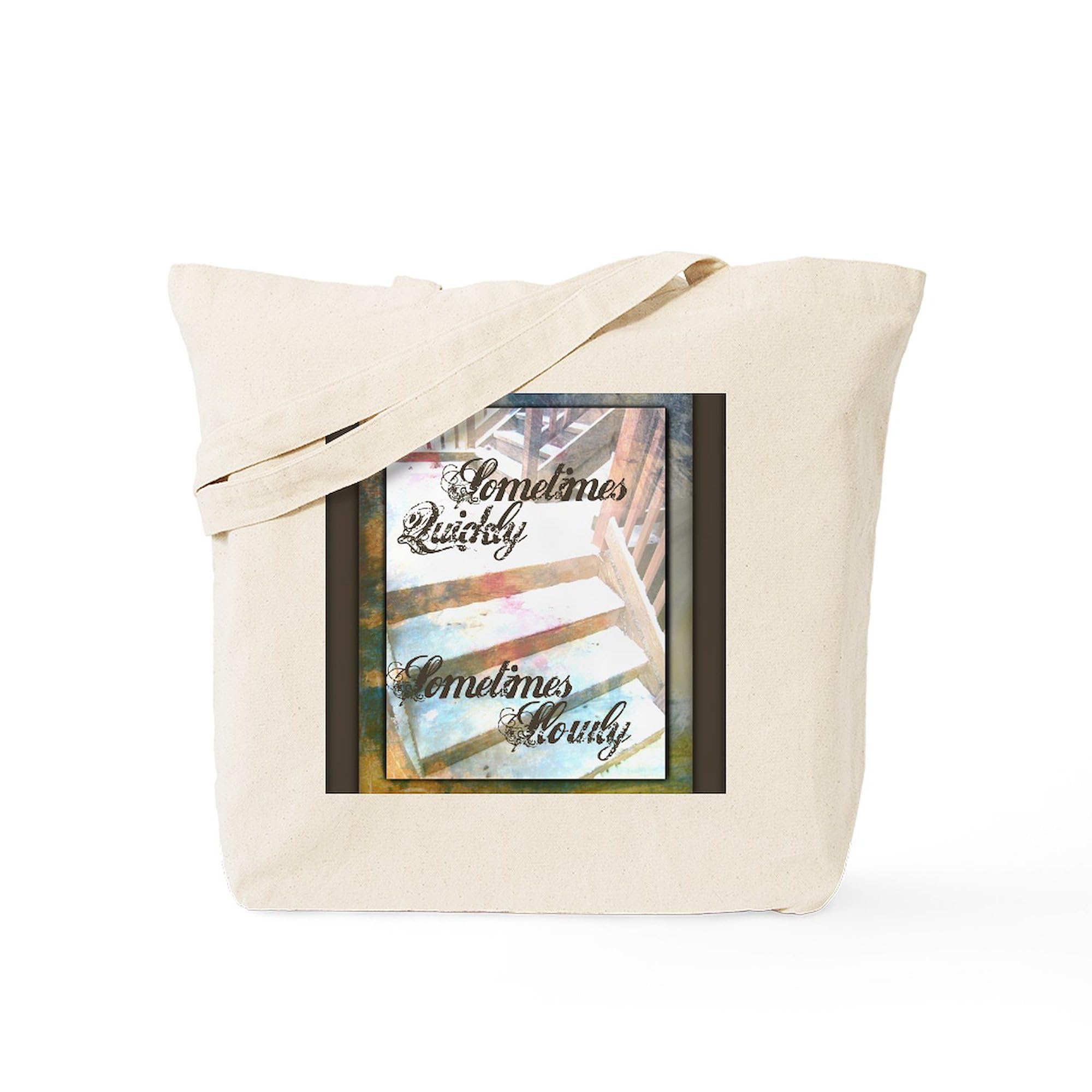 Stylish Natural Canvas Tote Bag - Reusable Shopping Bag with 'Sometimes Quickly, Sometimes Slowly' Print | Perfect for Groceries, Beach Trips & Everyday Use