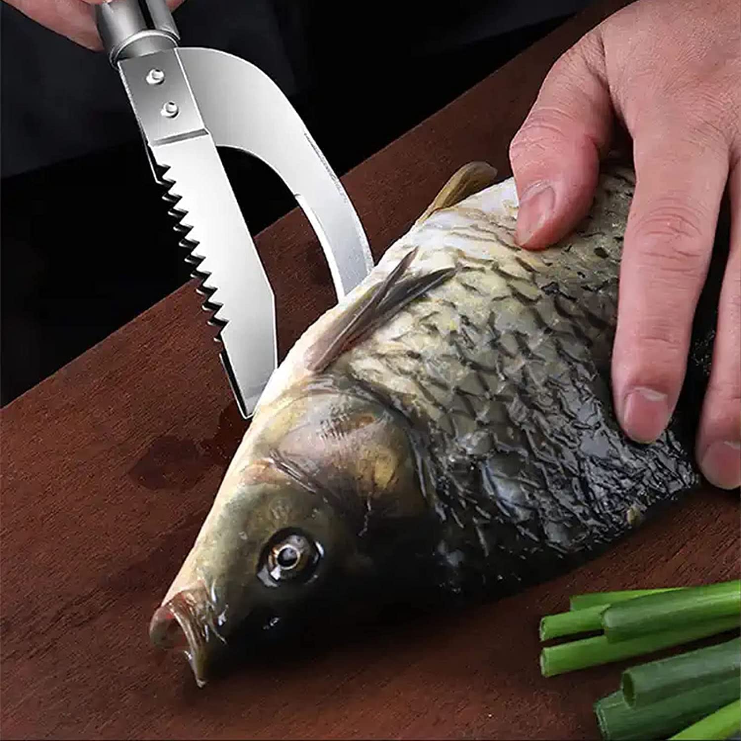 3-in-1 Stainless Steel Fish Scale Knife - Scraper, Digger & Cutter for Fish Cleaning | Professional Fish Scaler Remover & Kitchen Tool | Perfect for Home Cooking, Camping & Outdoor Fishing (1pc)