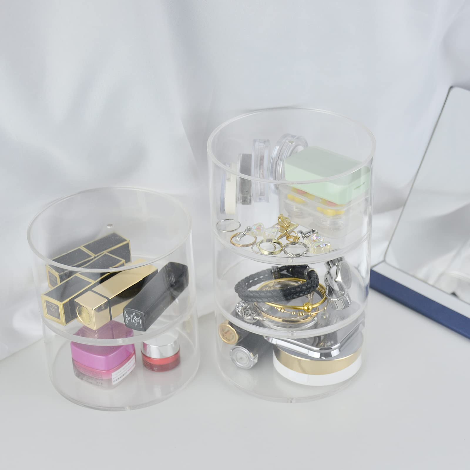 Acrylic 6-Layer Belt Organizer & Display Case - Perfect for Watches, Sunglasses, Jewelry, Bracelets, Rings & Makeup Storage | Compact 3-Tier Design for Closet, Dresser & Travel Organization