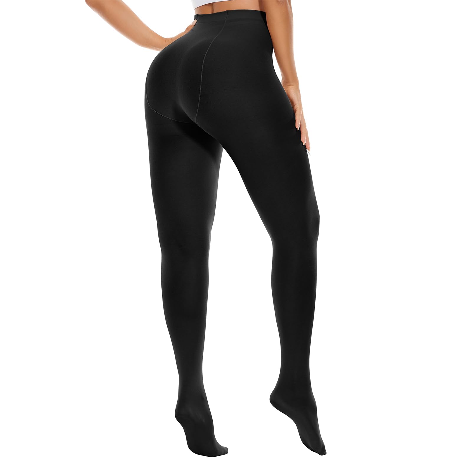 2 Pairs Plus Size Tights for Women - Tummy Control Semi Opaque Stockings & Pantyhose - Comfortable Women's Tights for Work, Office & Everyday Wear
