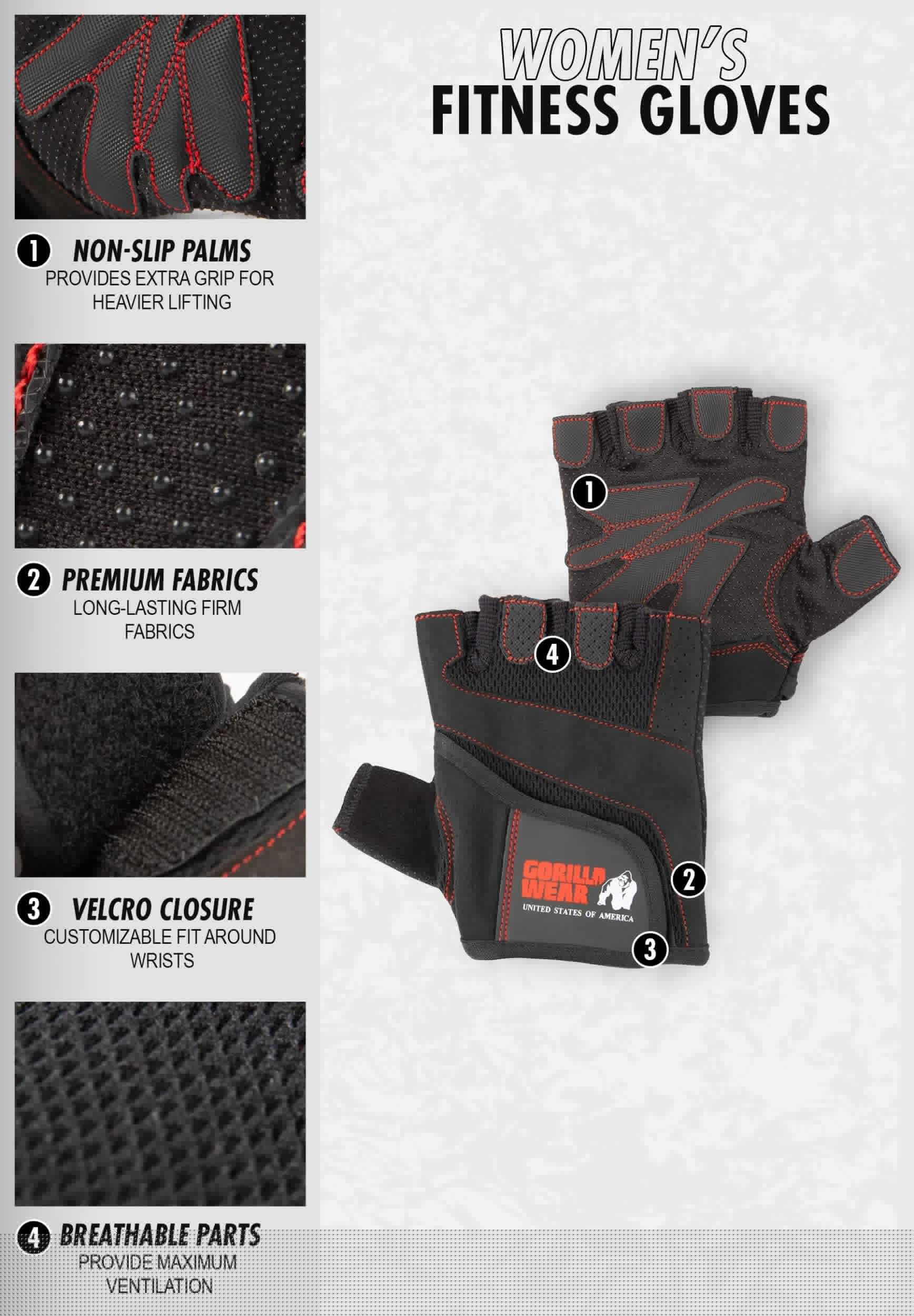 GORILLA WEAR Women's Workout Gloves for Gym & Weightlifting - Breathable Anti-Slip Training Gloves (Black/Purple, Medium) - Perfect for CrossFit, Yoga & Strength Training