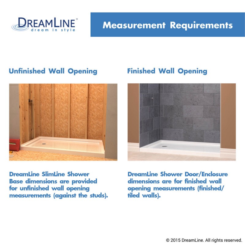 DreamLine SlimLine 30 x 60 x 2-3/4 Inch Left/Right Drain Single Threshold Shower Base - Perfect for Small Bathrooms & Space-Saving Designs