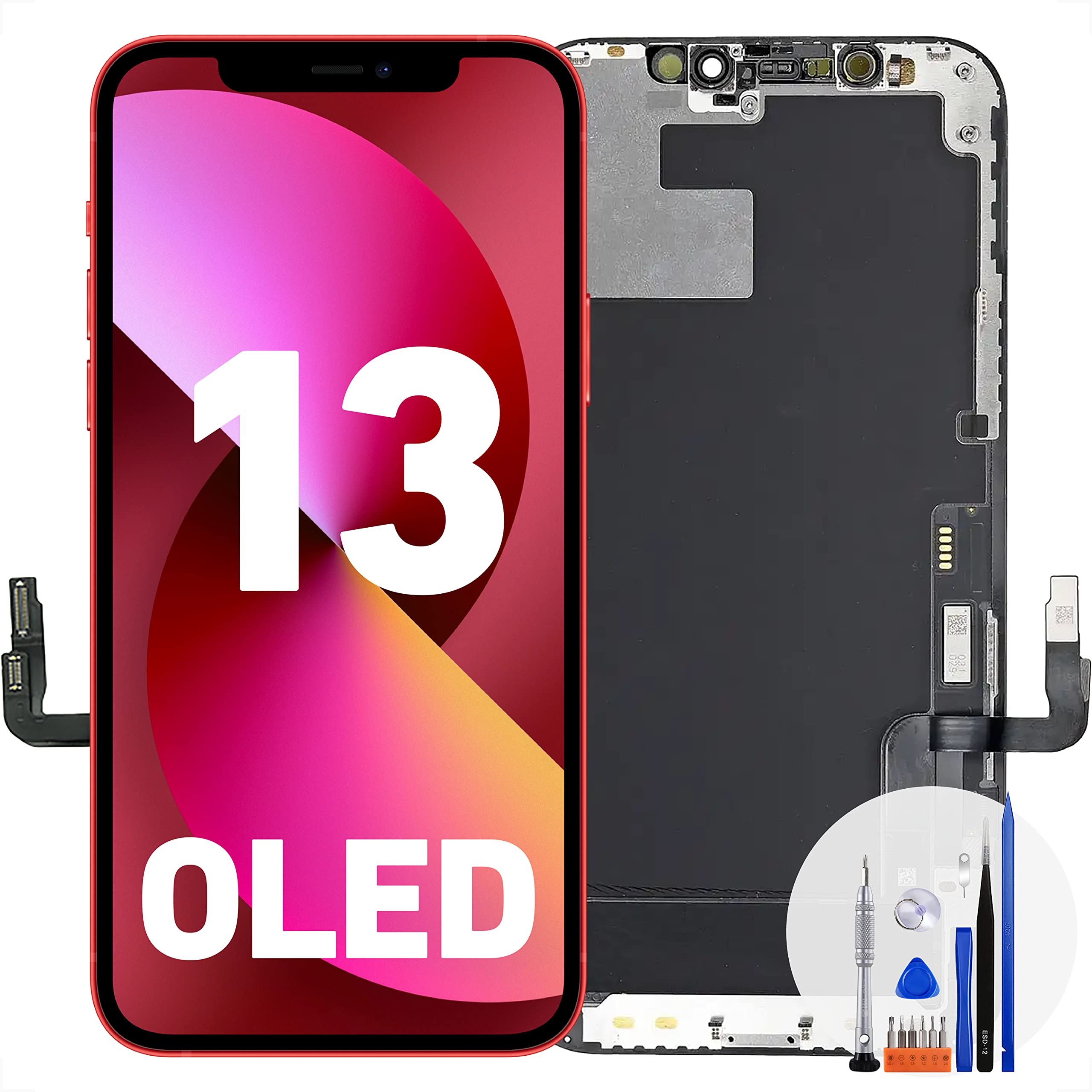 Vietus iPhone 13 Screen Replacement Kit - Hard OLED Display with Tempered Glass, Waterproof, DIY Frame Installation | Perfect for Home Repair, Office Fixes & Travel Emergency Screen Replacements