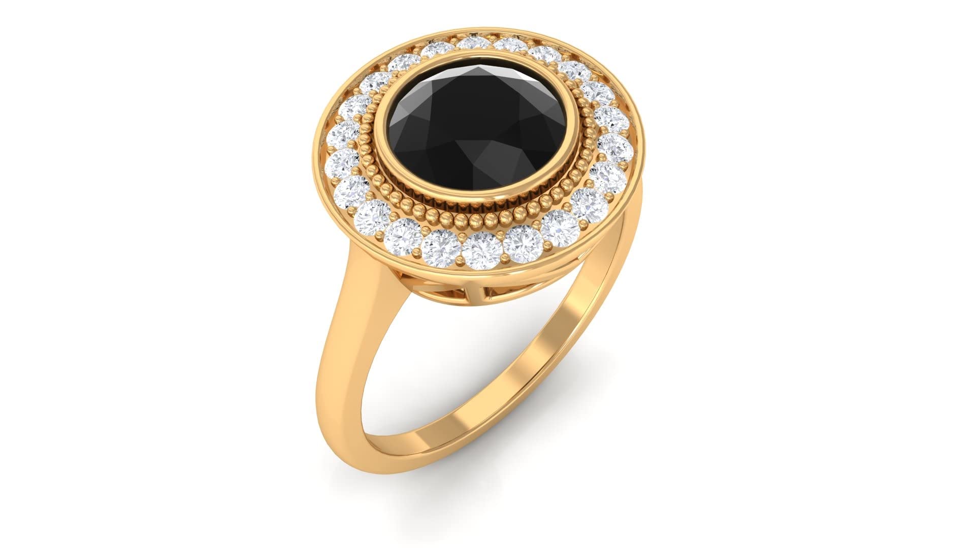 2 CT Black and White Diamond Ring for Women - 14K Solid Gold Certified Black Diamond Engagement Ring - Vintage Style Wedding Band, Anniversary Gift, Special Occasion Jewelry