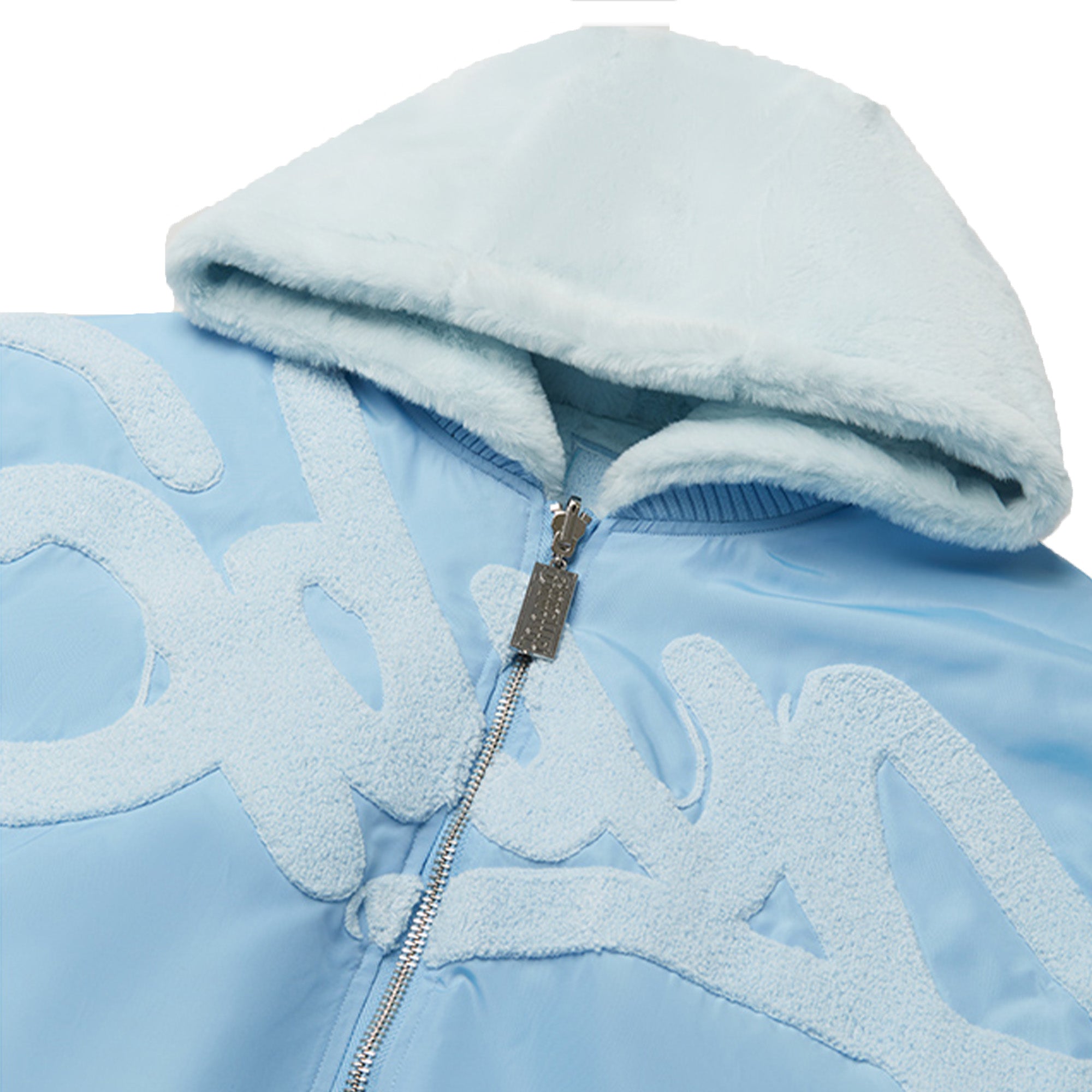Geedup Handstyle Team Logo Light Blue Fur Jacket for Men & Women - Winter Fashion Outerwear for Streetwear & Urban Style (2024)