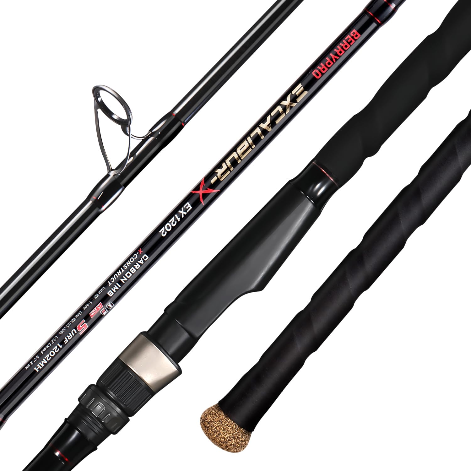 Premium BERRYPRO Carbon Fiber Surf Spinning Rod - 9ft/10ft/11ft/12ft Travel Fishing Rod for Saltwater & Freshwater - Ideal for Beach, Pier & Jetty Fishing Adventures