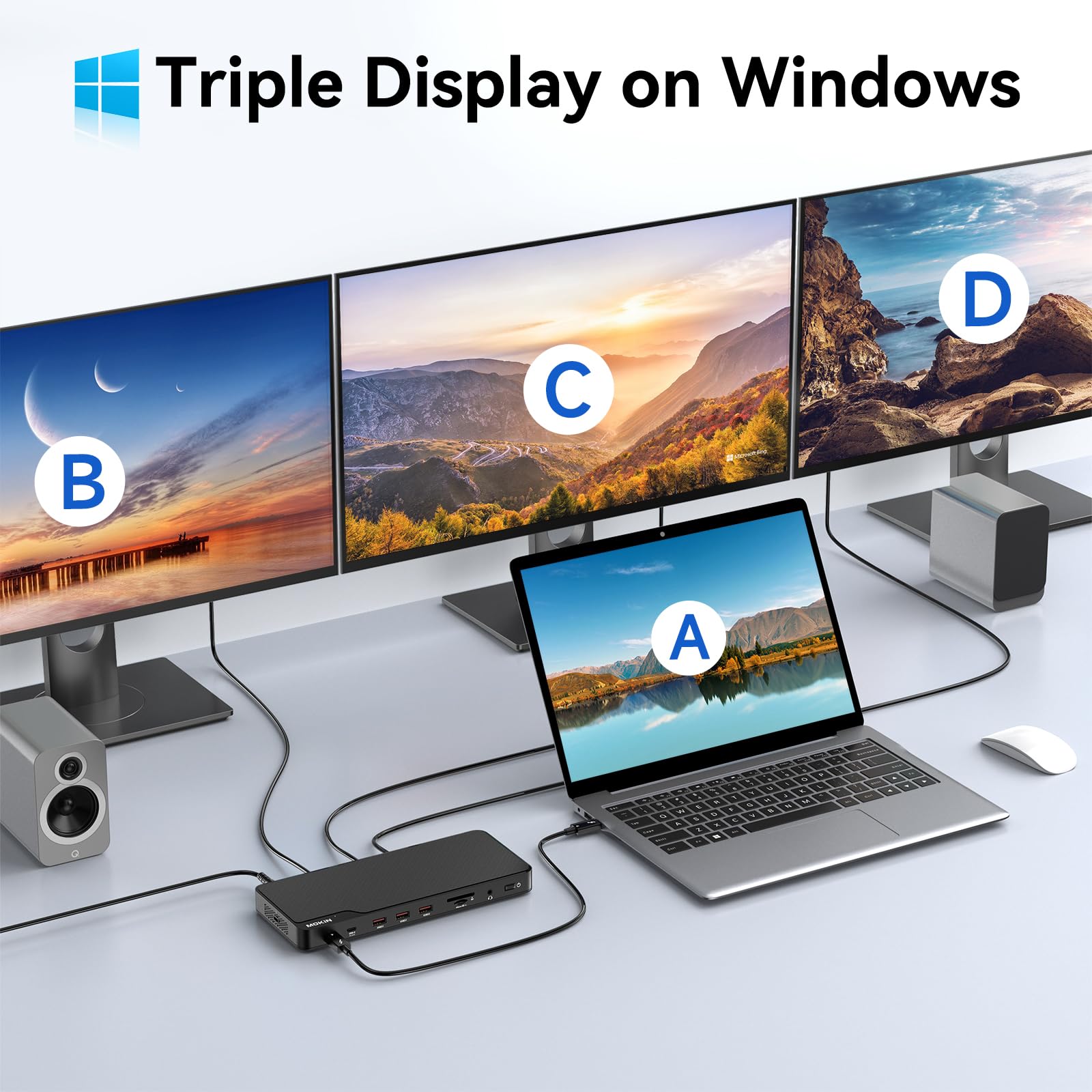 MOKiN Thunderbolt 4 Dock - 16-in-1 Laptop Docking Station with Dual 4K Monitor Support for MacBook Pro/Air & Windows PCs | Includes 100W Power Supply, Thunderbolt™ 4 Cable, Gigabit Ethernet (Certified) | Perfect for Home Office, Gaming & Multi-Tasking Workspaces