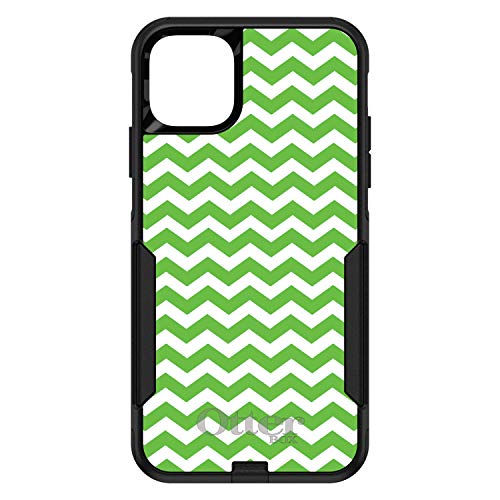 Green White Chevron Stripes Wave On Black Case