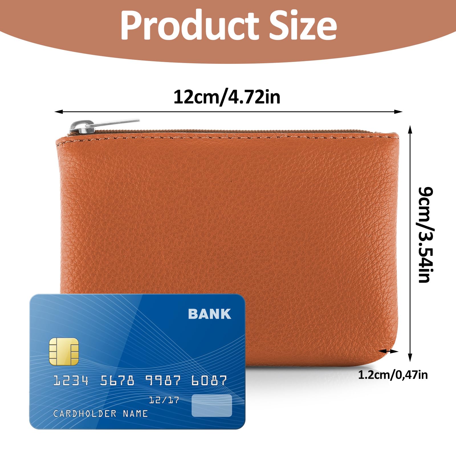 Giantree Small Wallet for Women - Cute PU Lychee Pattern Zipper Coin Purse, Mini Portable Change Wallet for Girls & Ladies (Holds ID, Keys, Headphones, Lipstick) - 2Pcs Set (Black + Brown) - Perfect for Everyday Use, Travel & Gifts
