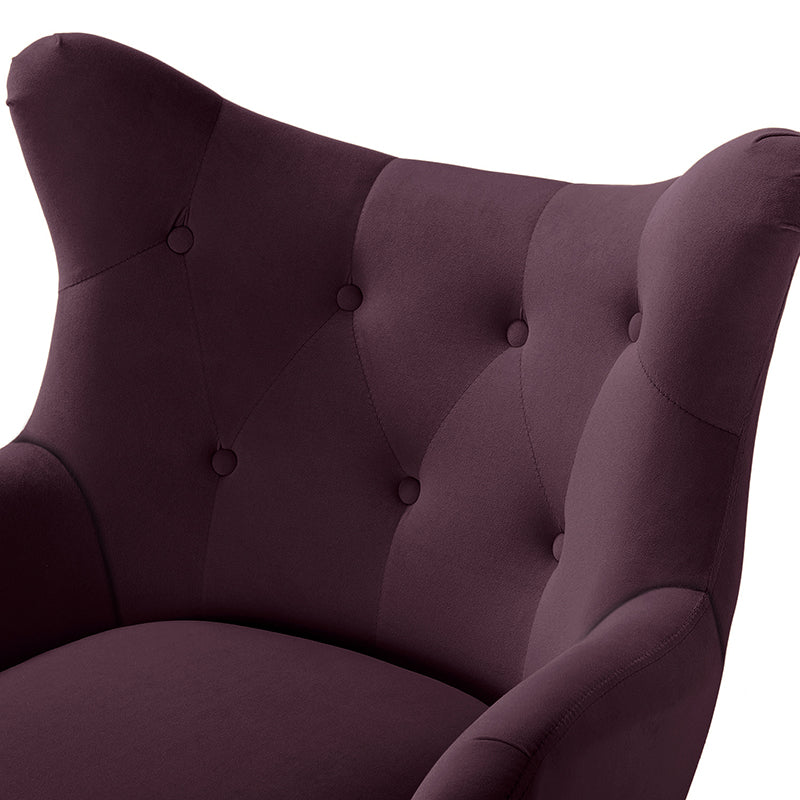 Luxury Isabelle Wingback Velvet Upholstered Armchair - High Back Accent Chair with Sturdy Metal Legs for Living Room, Bedroom & Office Decor