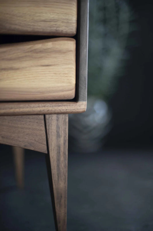Handmade Solid Wood Nightstand with 2 Drawers & Shelf - Modern Designer Bedside Table for Bedroom, Living Room, or Office Storage