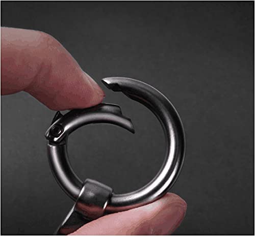 8pcs Black Gun Spring O Ring, 1 Inch (2.5cm) Round Carabiner Snap Clip Trigger Spring Keyring Buckle - Durable O Ring for Bags, Purses, Backpacks, Keychains & Outdoor Gear - Perfect for Camping, Hiking, Travel & Everyday Carry Accessories