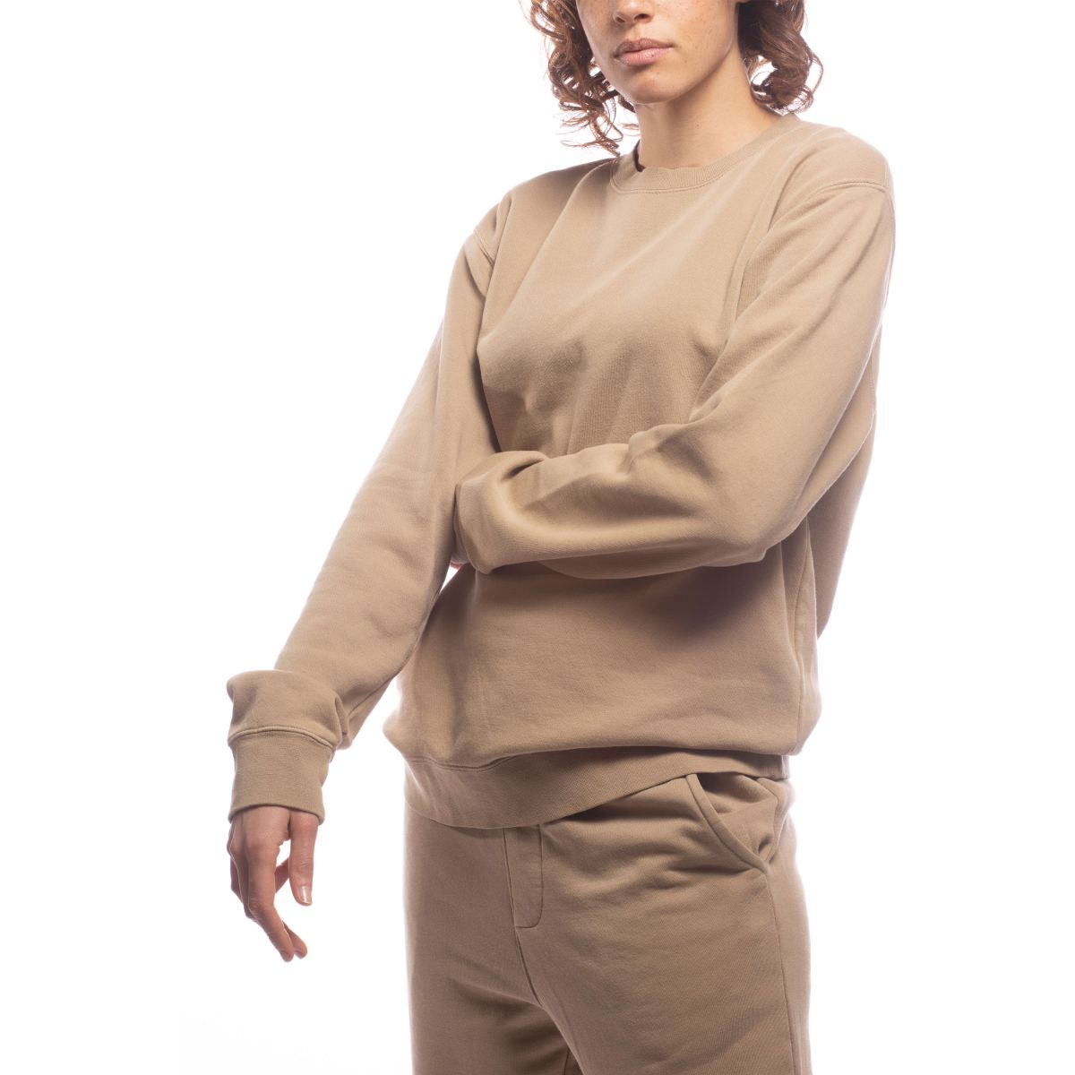 Upcycled Crewneck Sweatshirt in Sand - Eco-Friendly Sustainable Fashion for Men & Women | Perfect for Casual Wear, Street Style & Everyday Comfort