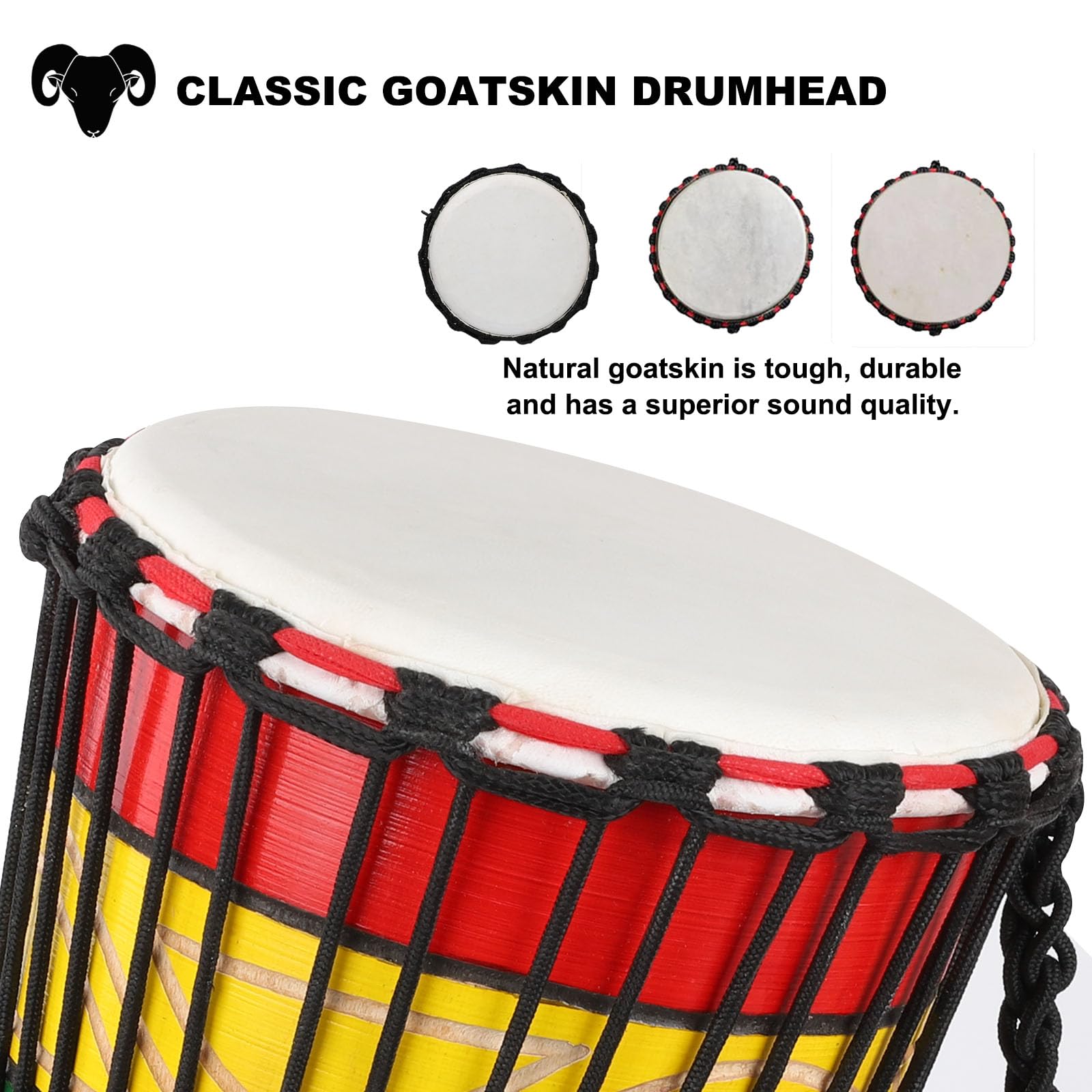 LIEKE 10'' x 20'' African Djembe Drum - Hand Carved Mahogany Wood with Goatskin Head - Professional Quality Percussion Instrument for Adults & Beginners (Green) | Perfect for Music Therapy, Drum Circles, Classroom Learning & Cultural Performances
