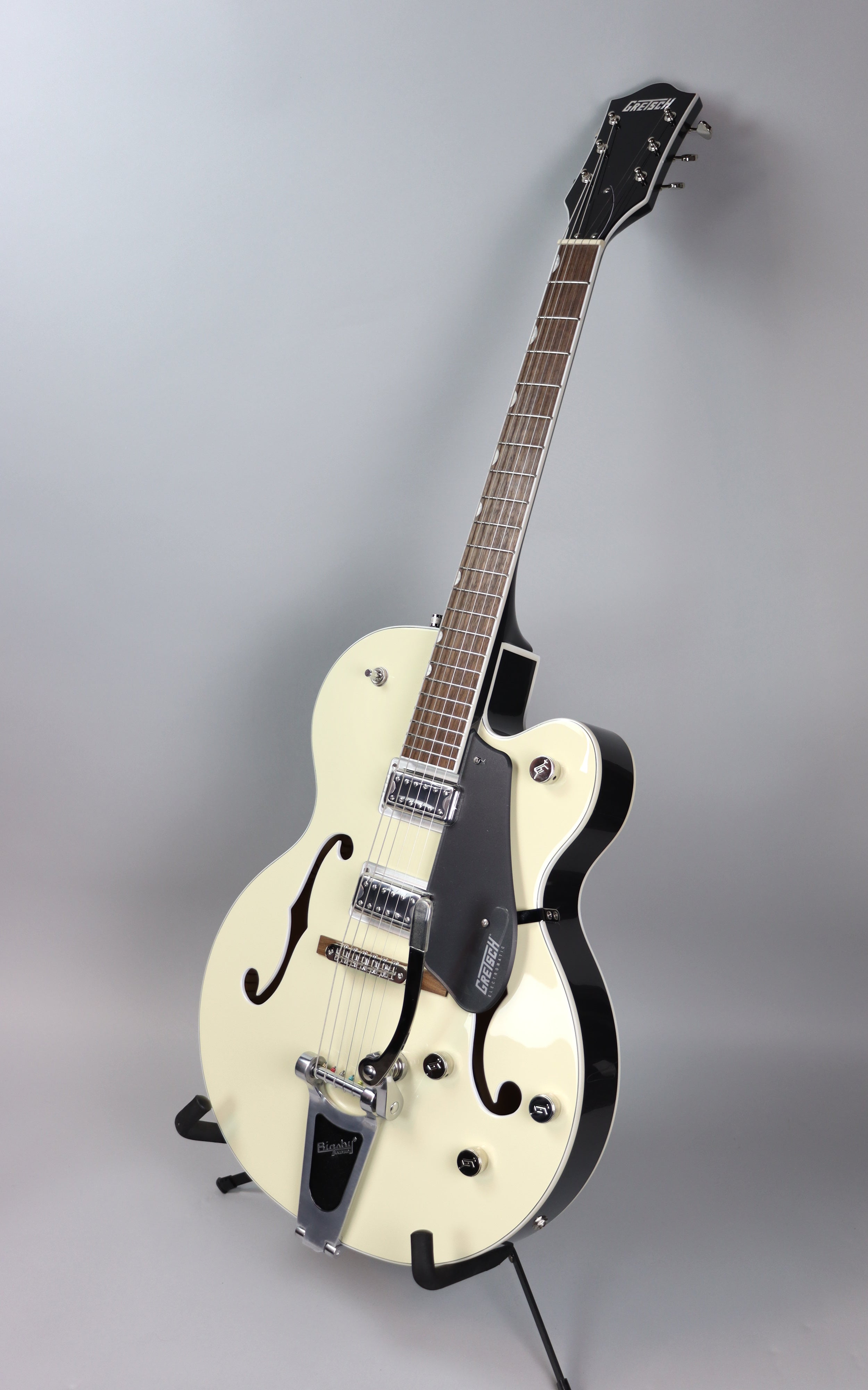 Gretsch G5420T Electromatic Classic Hollow Body Electric Guitar with Bigsby Tremolo - Vintage White & London Grey Finish | Perfect for Jazz, Blues & Rock Performances