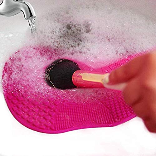 Fariox Silicone Makeup Brush Cleaning Mat Pad - Portable Cosmetic Brush Cleaner Glove & Washing Tool for Makeup Brushes (Rose) - Perfect for Home, Salon & Travel Use