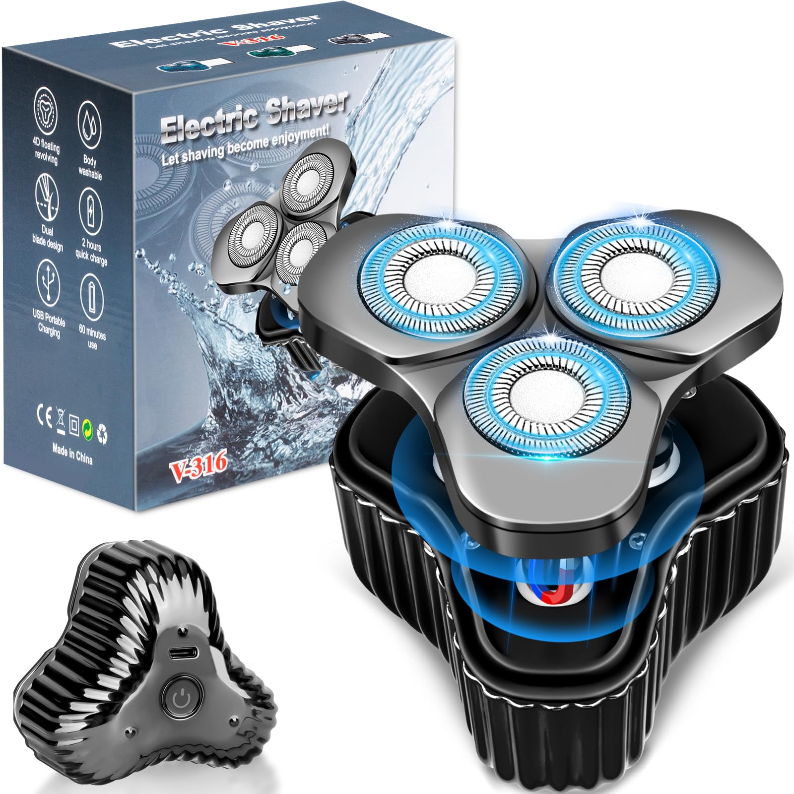 Portable Mini Electric Shaver for Men - USB Rechargeable Travel Shaver, Waterproof & Compact Facial Hair Trimmer for Car, Business Trips & Daily Grooming | Perfect for On-the-Go Shaving & Travel Essentials