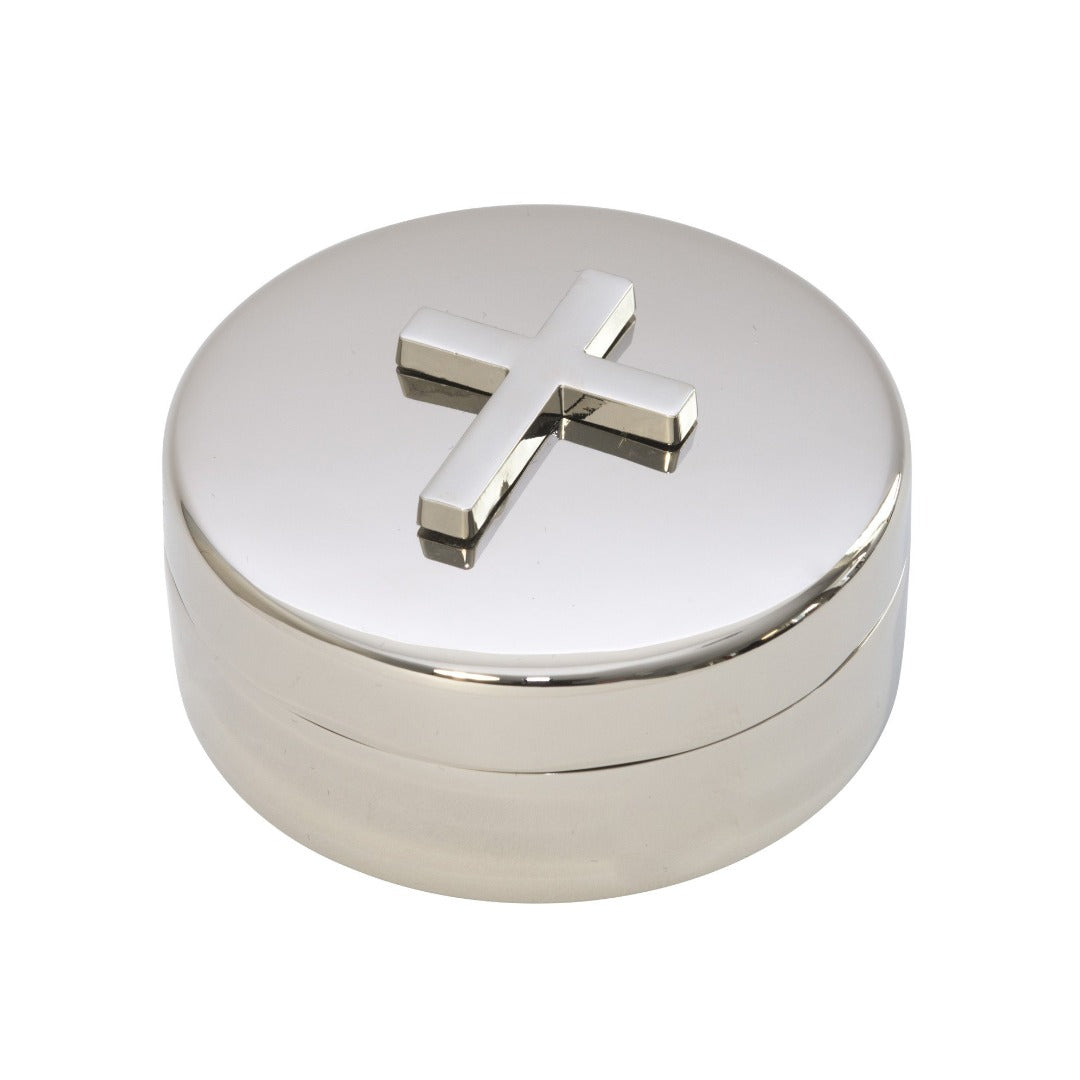 Small Round Cross Keepsake Box - Elegant Jewelry Storage & Religious Gift for Baptism, Wedding, Confirmation - Perfect for Home Decor & Church Use
