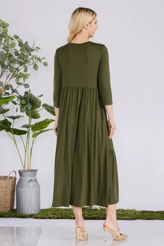 Celeste Plus Size Asymmetric Tiered Midi Dress for Women - Elegant Cocktail Party & Wedding Guest Outfit