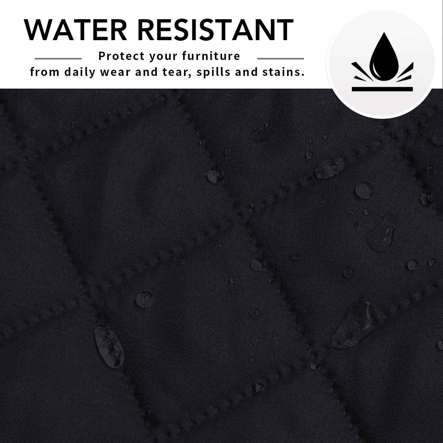 Reversible L-Shaped Sofa Slipcover for Sectional Couch & Chaise Lounge - XL Black Furniture Protector for Pets & Kids | Durable Stretchable Sofa Cover for Living Room, Family Room & Home Theater