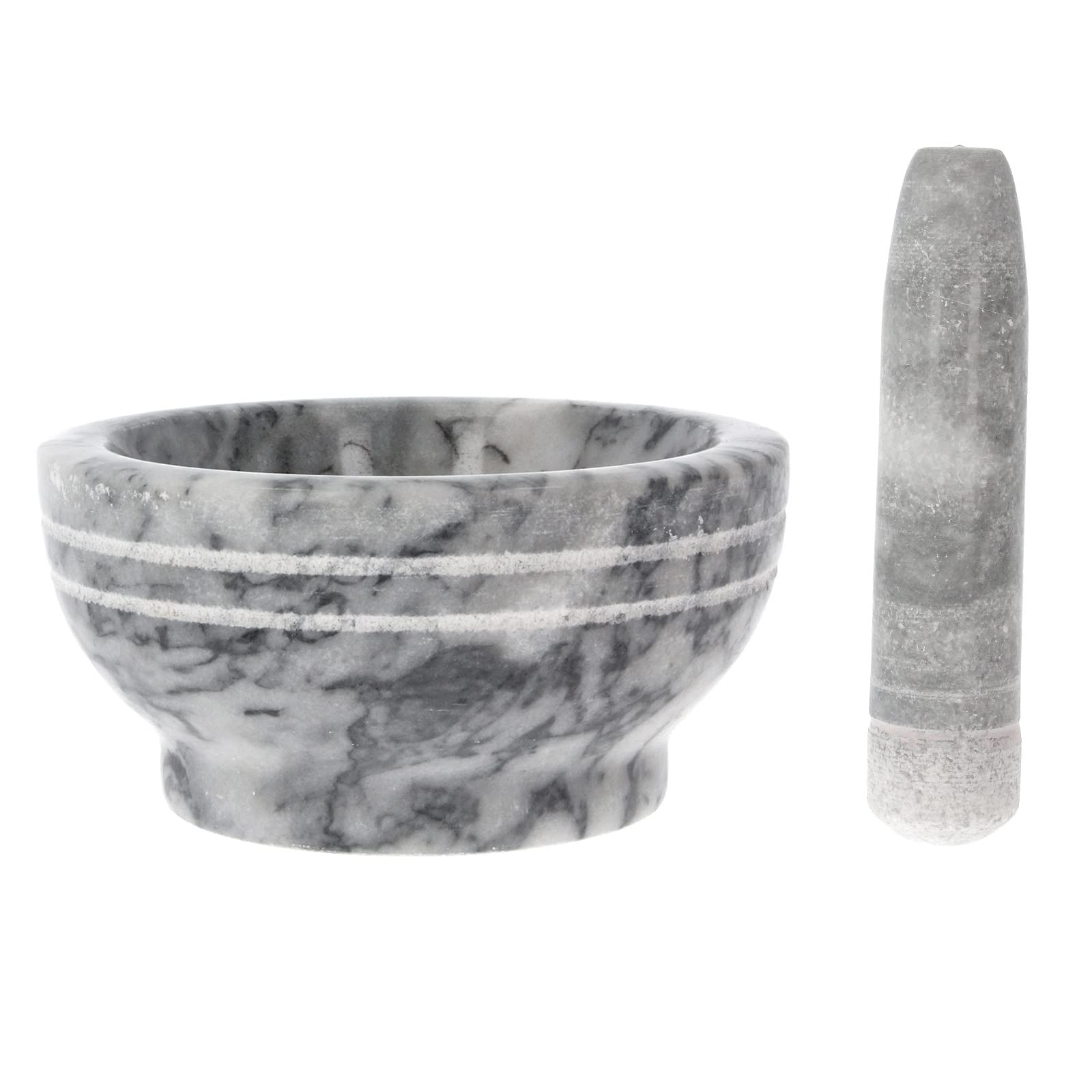 Premium Natural Marble Mortar and Pestle Set - Polished Stone Spice & Herb Grinder for Pesto, Guacamole, Coffee Beans - Kitchen Tool for Grinding, Crushing Pills & Pastes (12.5cm, Grey) - Perfect for Home Cooking, Apothecary Use & Gourmet Food Preparation