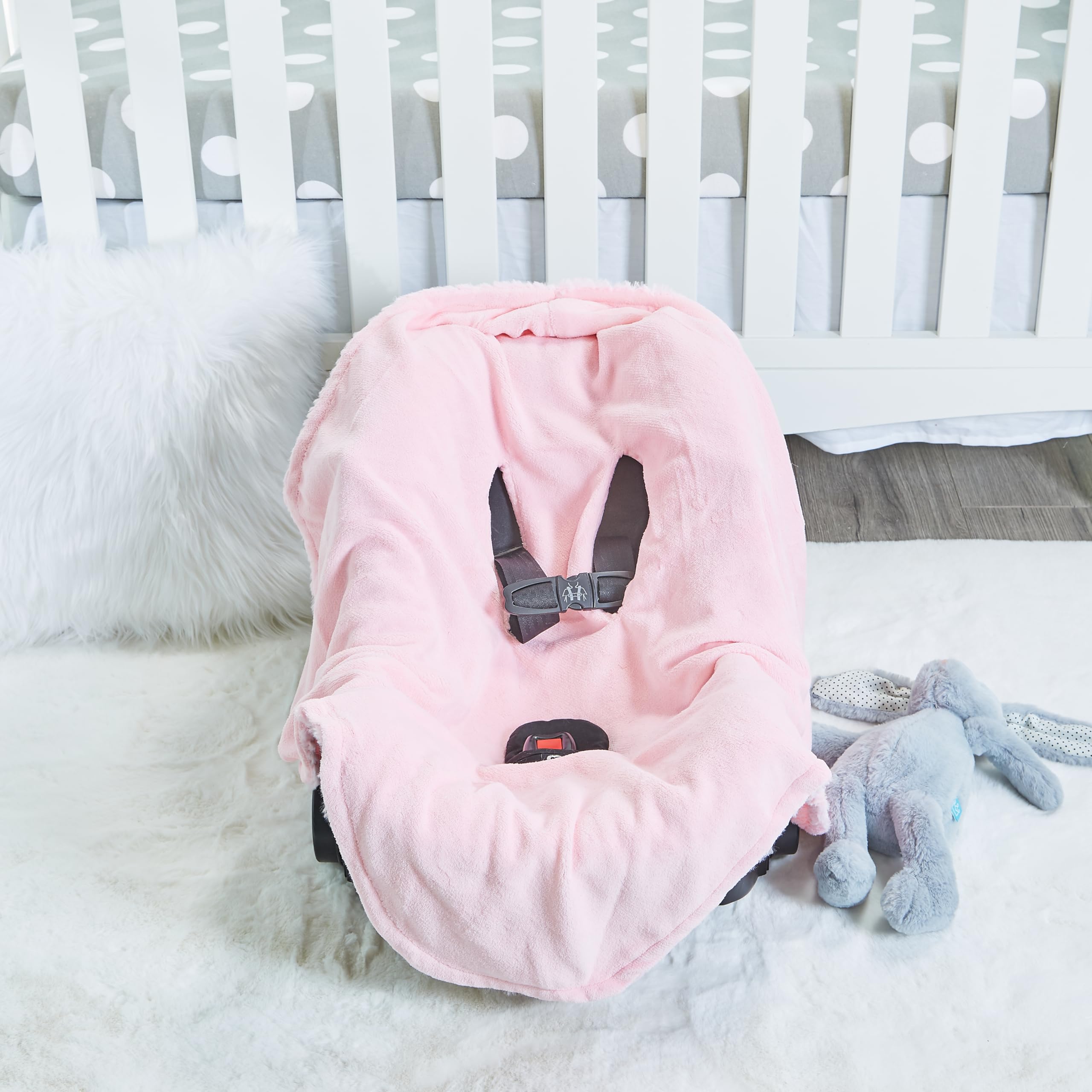 Pastel Pink Baby Car Seat Blanket - Soft Swaddle Wrap for Newborns & Toddlers - Universal Fit for Strollers & Car Seats - Keep Baby Cozy & Car Seat Clean - Perfect for Travel, Shopping & Daily Outings
