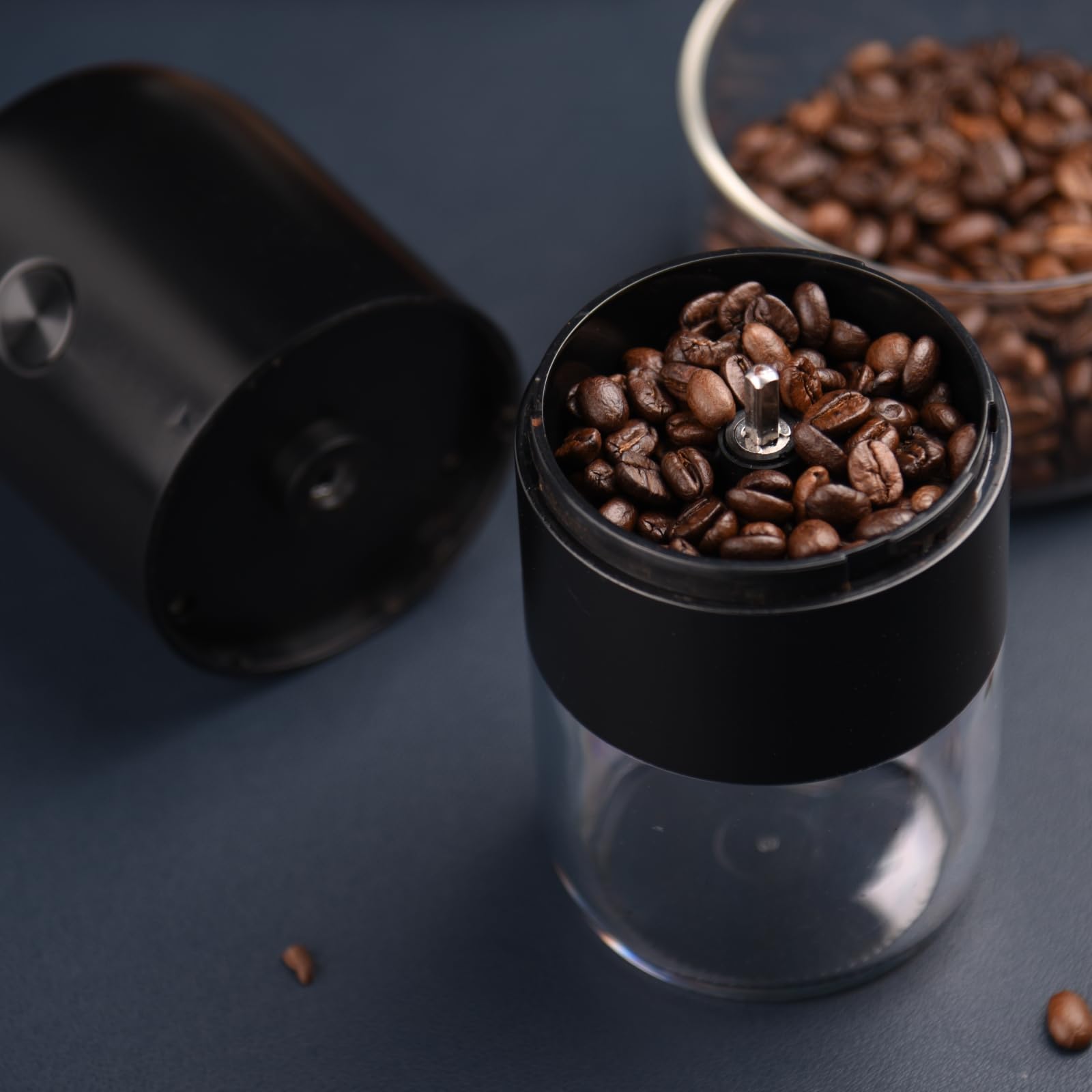 Electric Coffee Grinder One-Touch w/Brush - 30g Capacity for Home & Office Brewing