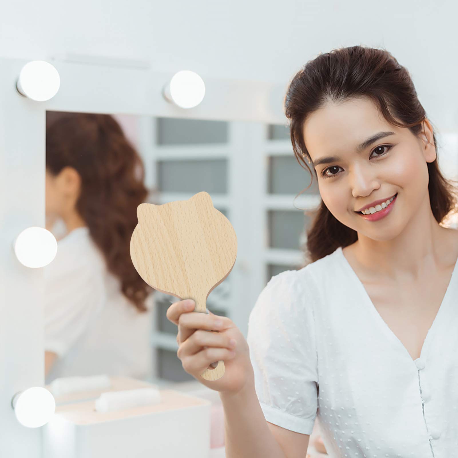 Cute Cat Ear Handheld Vanity Mirror - Portable Travel Makeup Mirror with Handle for Girls, Women & Teens - Perfect for Home, Travel & Cosmetic Touch-Ups