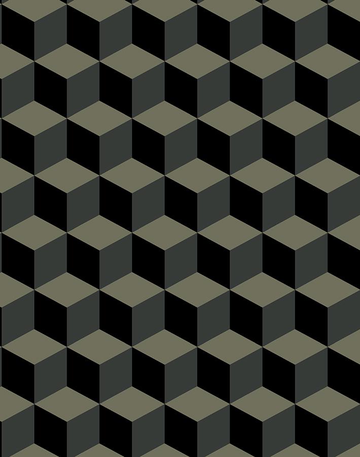 Stylish 'Ice Cubist' Geometric Wallpaper by Wallshoppe in Onyx - Perfect for Modern Living Rooms & Contemporary Home Decor