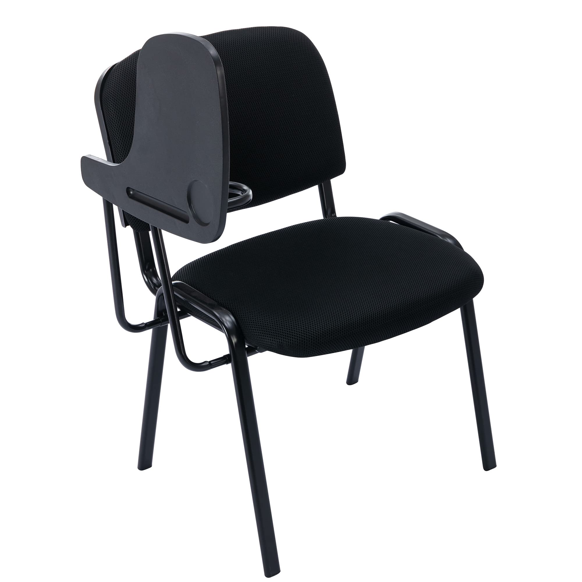 5-Piece Black Tablet Arm Chair Set - Mesh Office & Waiting Room Chairs with Flip-Up Table - Stackable Conference Chairs for School, Classroom, Training & Meeting Rooms - Perfect for Reception Areas, Guest Seating & Space-Saving Nesting Arrangements