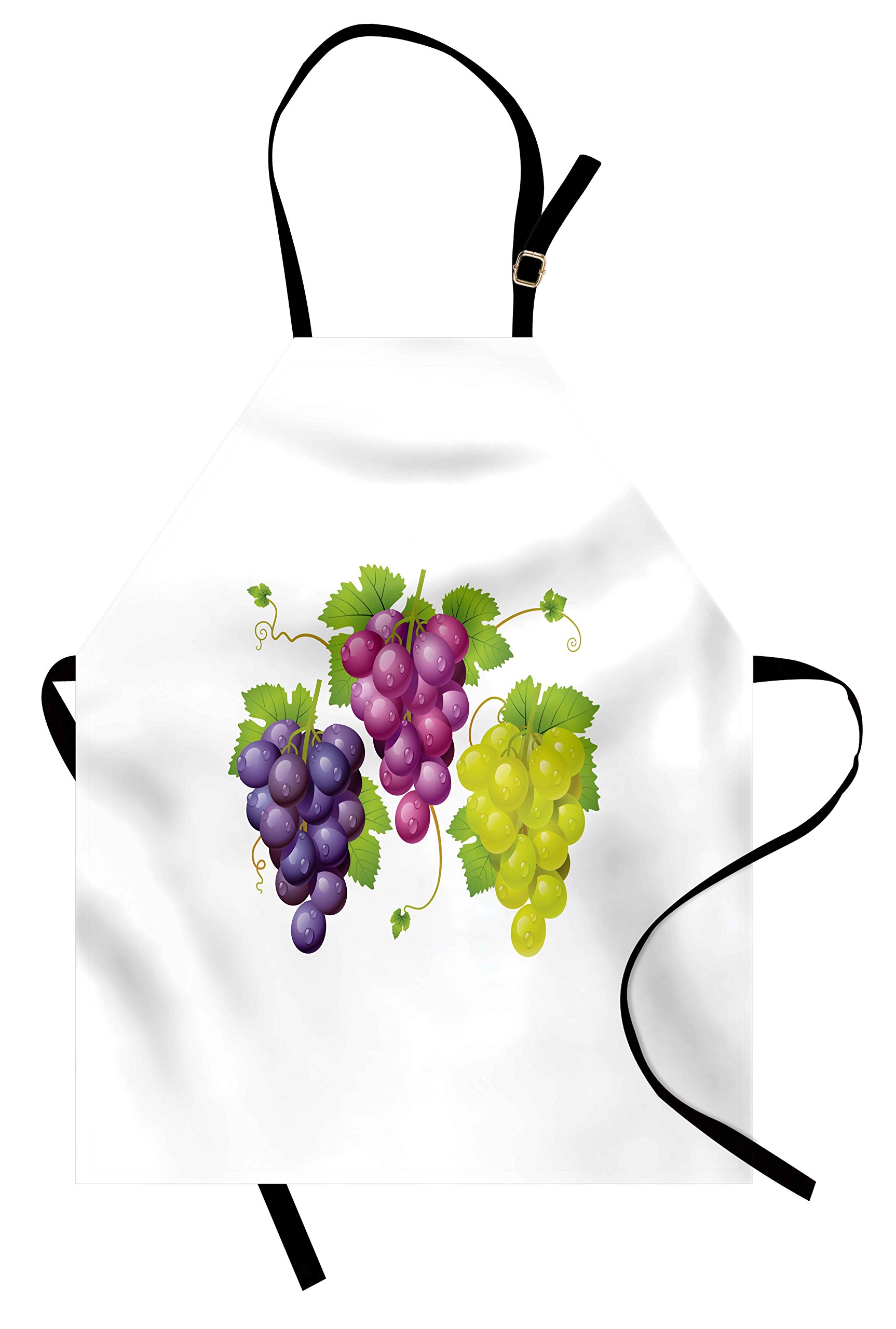 Ambesonne Vineyard Apron - Unisex Adjustable Kitchen Bib with 3 Ivy Clusters Design for Cooking, Baking, Gardening - Burgundy & Purple Green Artwork - Perfect for Winery Visits, Farmhouse Cooking & Outdoor BBQs