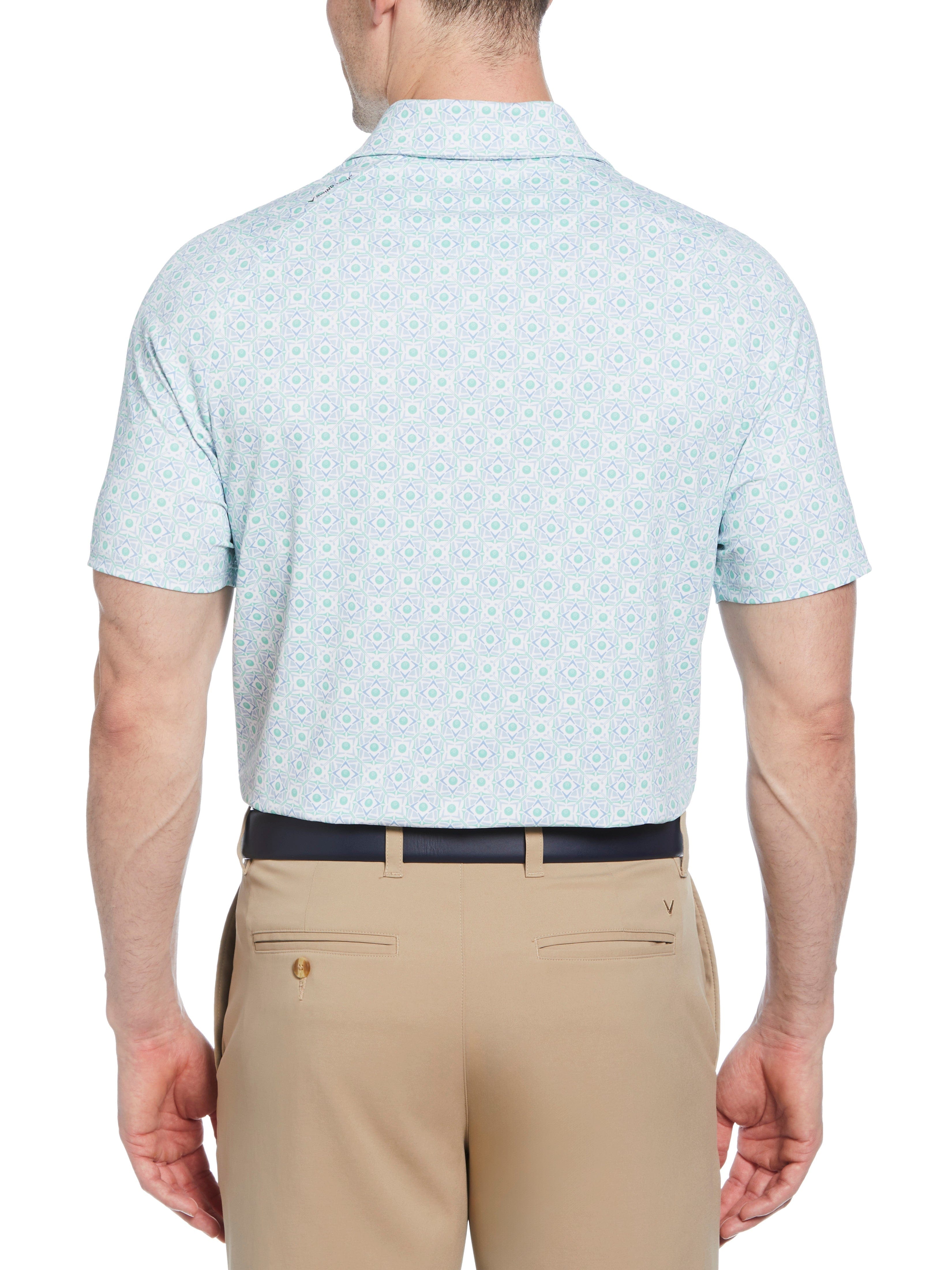 Men's Stylish Foulard Print Golf Polo Shirt - Breathable Performance Fabric for Golfing, Casual Wear & Outdoor Activities