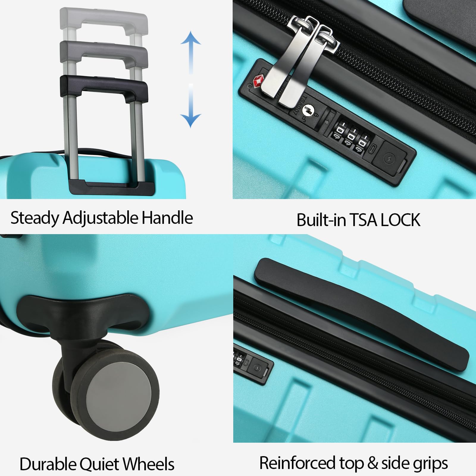 KROSER 20-Inch Expandable Hardside Carry-On Luggage with 360° Spinner Wheels, TSA Lock & USB Charging Port - Durable Lightweight Suitcase for Air Travel (Lake Blue) | Perfect for Business Trips & Weekend Getaways