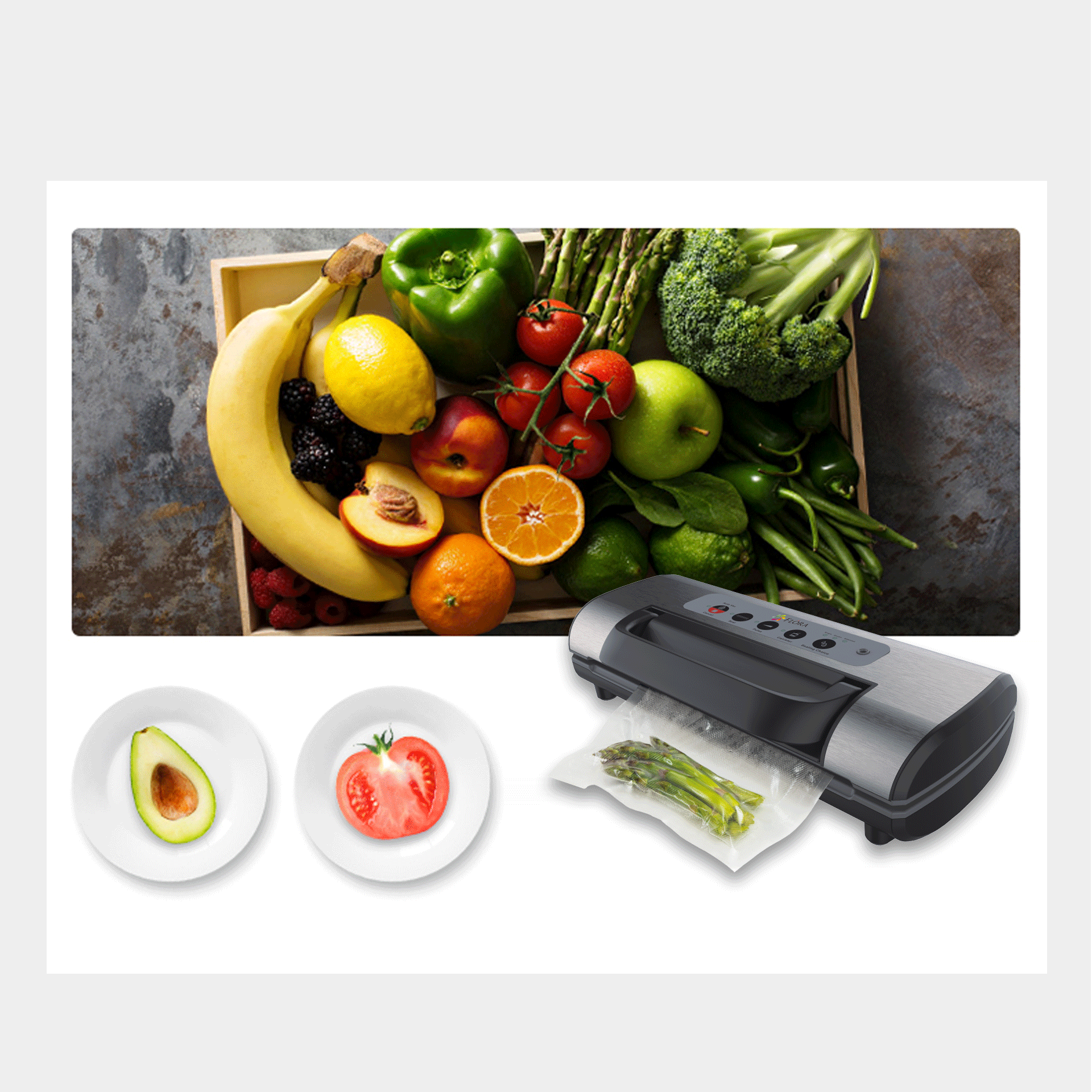 FL FVS 3206 Commercial Food Vacuum Sealer Machine with 22+28 Precut Bags - Heavy Duty Food Saver for Meat, Cheese & Meal Prep - Professional Kitchen & Restaurant Storage Solution